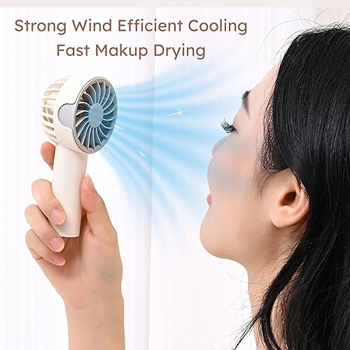 Miniatura 7 de Mini ventilador de mano portátil recargable, 3 velocidades de refrigeración personal USB, ventilador de viaje ligero de bolsillo para verano,