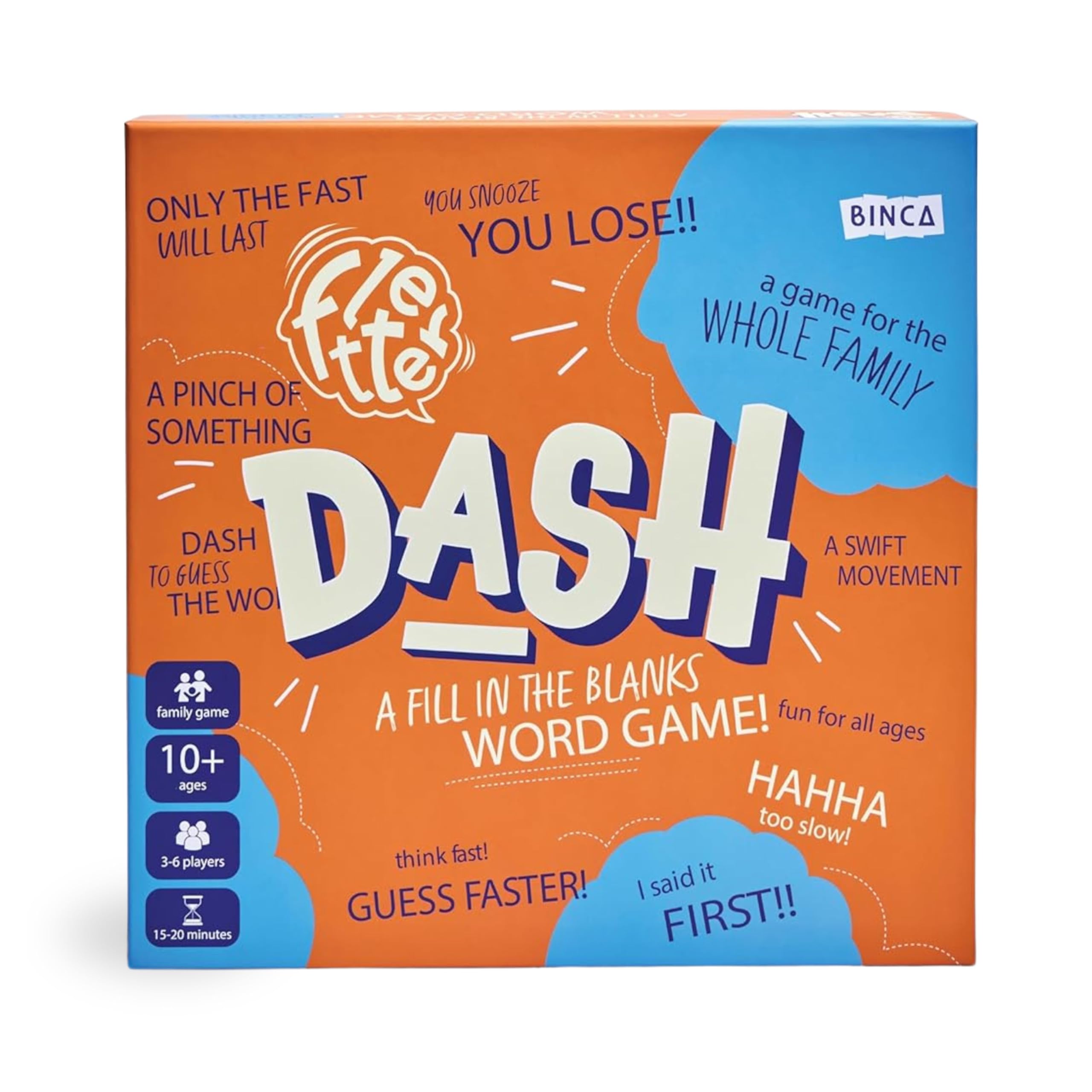 Binca Fletter Dash, A Fun Fill-in-The-Blanks Strategic Word Card Game for All Ages | Fun and Strategic Word Game | Test Vocabulary and Concentration | Ages 7+ (3-6 Players) (B0CP64T9H3) Amazon Price History, Amazon Price Tracker