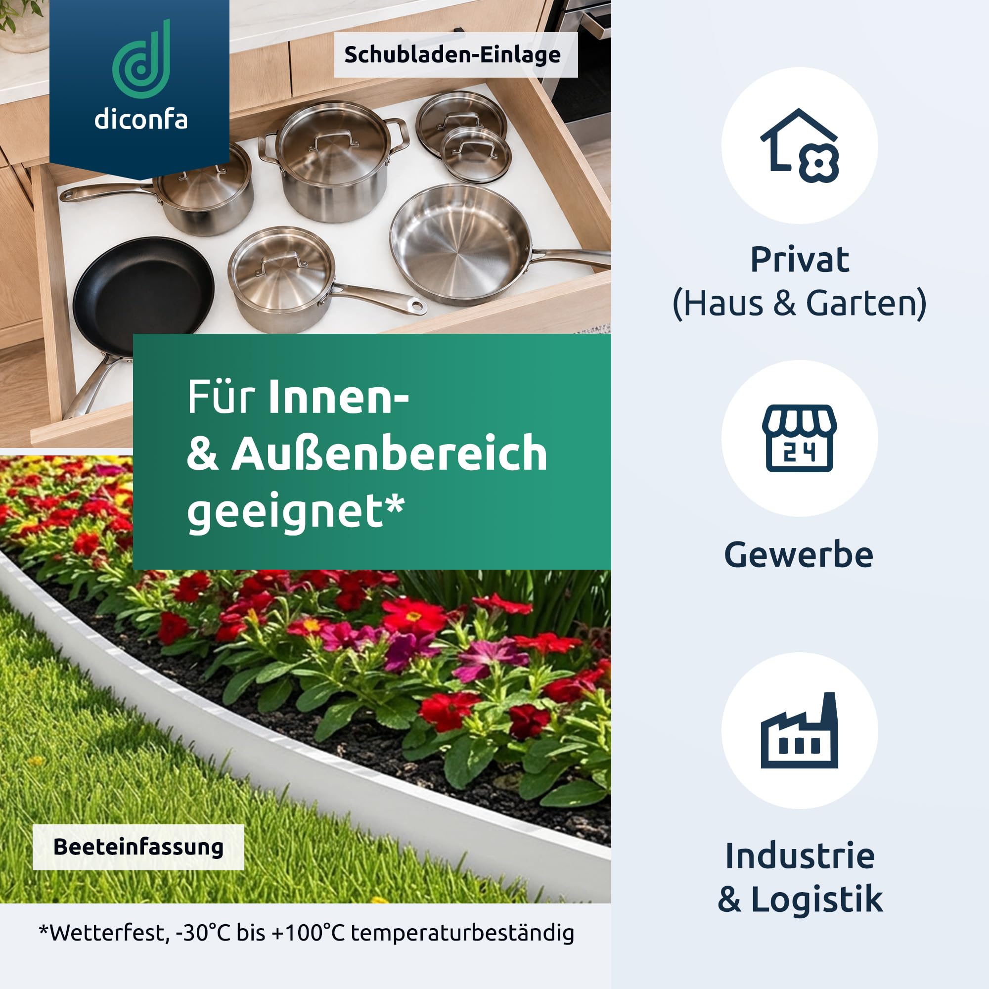 diconfa Gummistreifen EPDM hell weiß 200mm 20cm breit - Dicke 1 bis 5mm - LÄNGE 0,05 bis 10m - 1200mm (120cm) lang, 4mm stark - KEIN Geruch Gummimatte UV-stabil FDA-konform für Lebensmittel