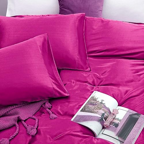 Miniatura 9 de Safhome Juego de sábanas divididas de satén de seda tamaño King para cama ajustable, juego de sábanas de 5 piezas, color rojo, 19 pulgadas, bolsillo