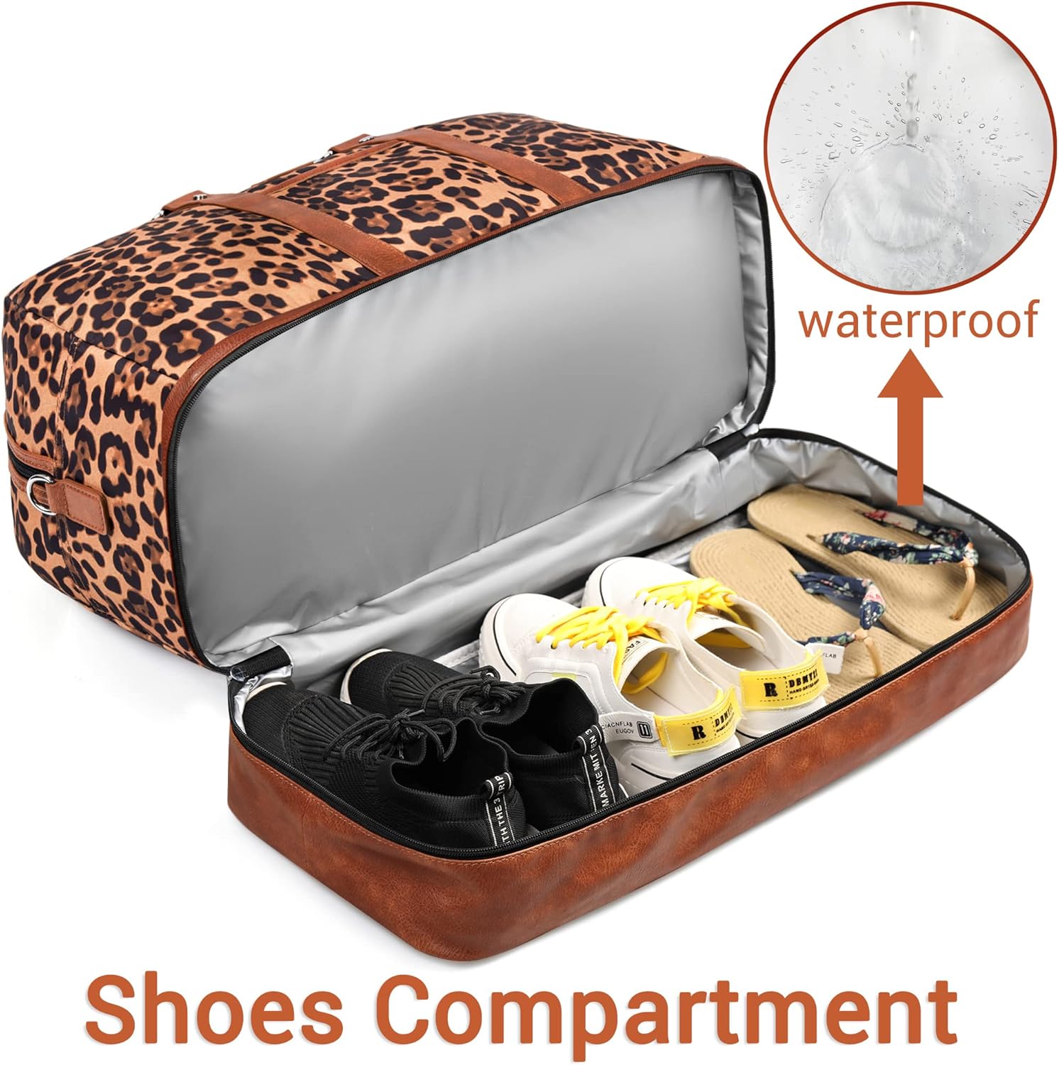 Weekender Bag for Women, Large Overnight Bag Canvas Travel Duffel Bag Carry On Tote with Shoe Compartment 21" 3Pcs Set - Image 2