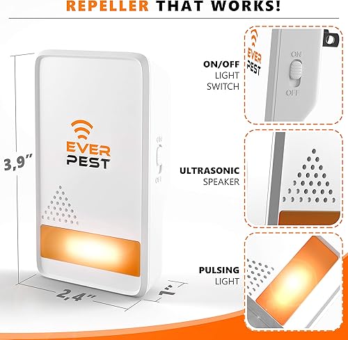 Miniatura 4 de Repelente de plagas ultrasónico enchufable  Defensor electrónico de control de insectos  Paquete de 2 arañas pulgas roedores mosquitos polillas