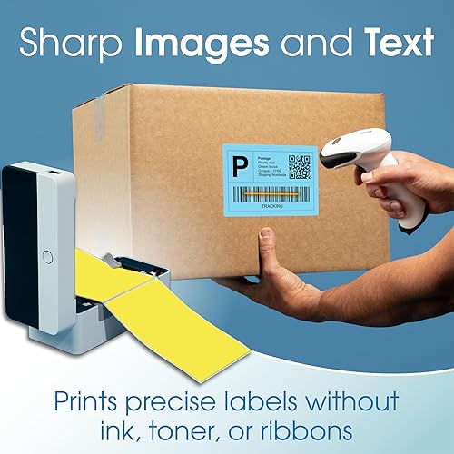 Miniatura 3 de Etiquetas térmicas directas Spartan Industrial de 4" x 6" azules con abanico para envío  (500 etiquetas totales de 4x6 con abanico)  Compatibles con