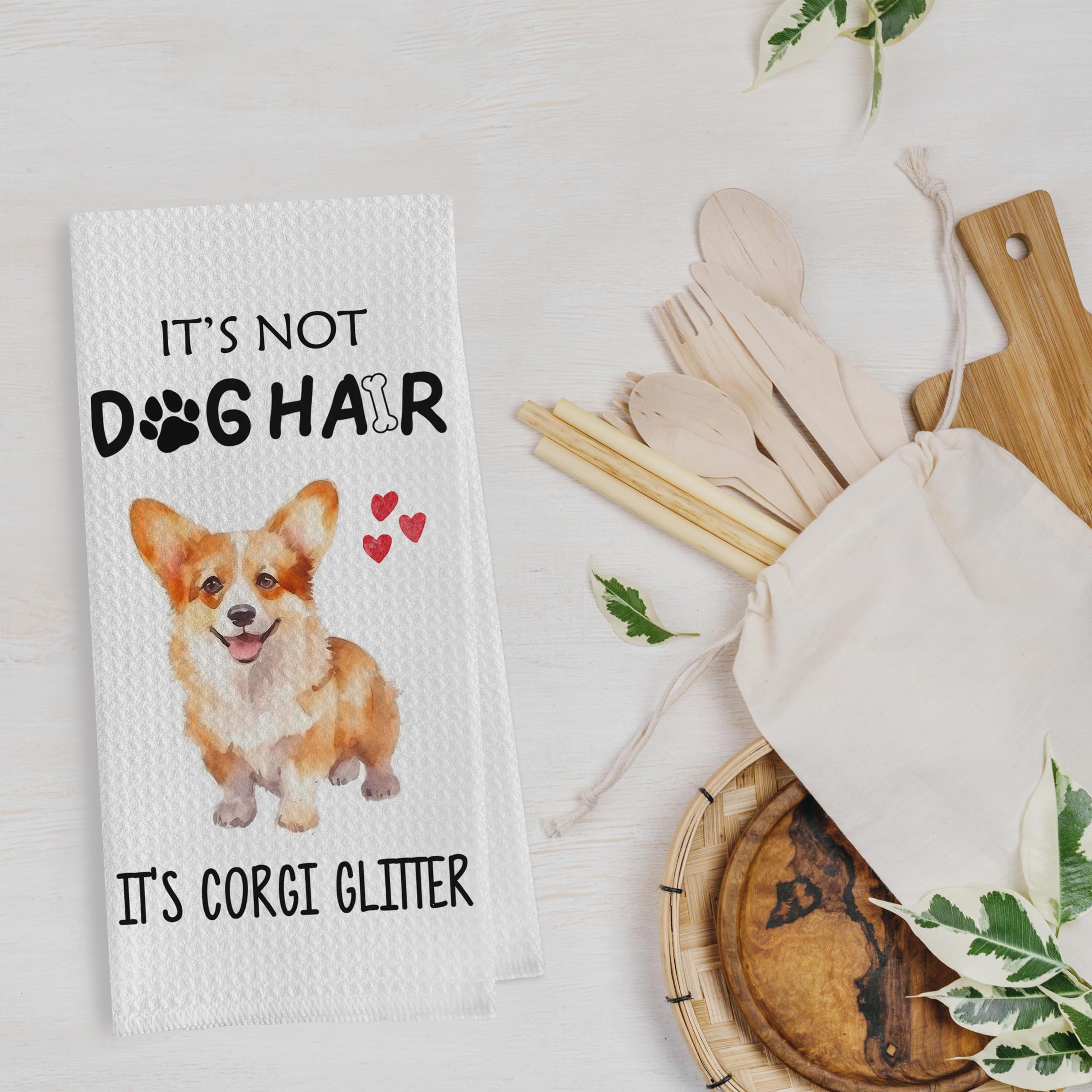 Corgi Küchentücher Lustig – „It's Not Dog Hair“ Motiv, 40,6 X 61 Cm, Saugfähig, Geschenk Für Hundeliebhaber