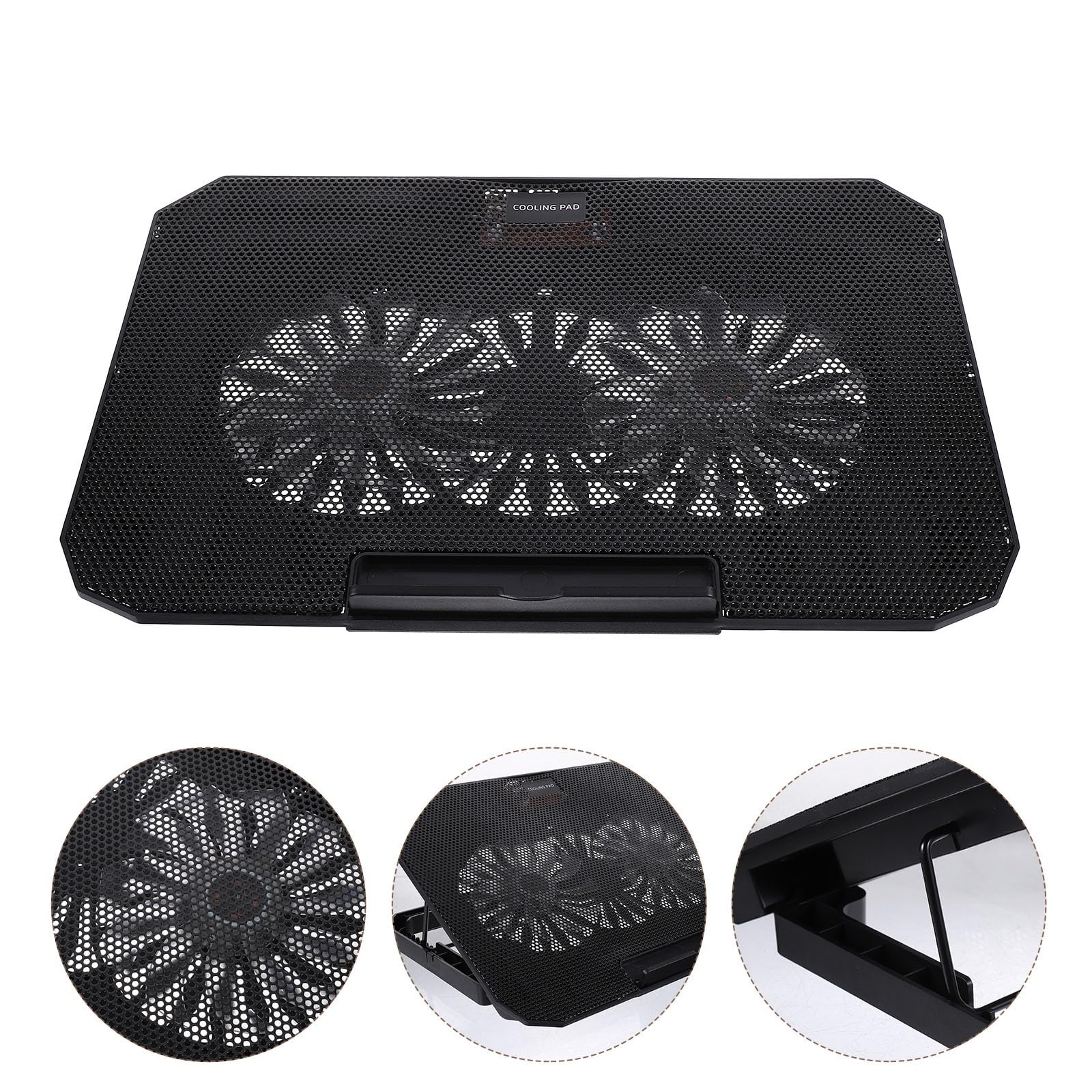 PRETYZOOM Refroidisseur pour Ordinateur Portable Noir Double Ventilateur Silencieux et Large Maille Métallique pour Notebook 14-15,6 Pouces Design Moderne Confortable