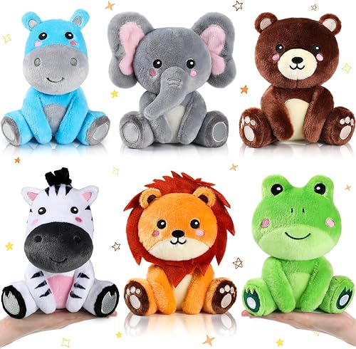 Miniatura 7 de 6 Piezas Juguetes de Animales de Granja de 7 Pulgadas Caballo Oveja Vaca Pato Pollito Cerdo Animales de Peluche Grandes a Granel para Baby Showers