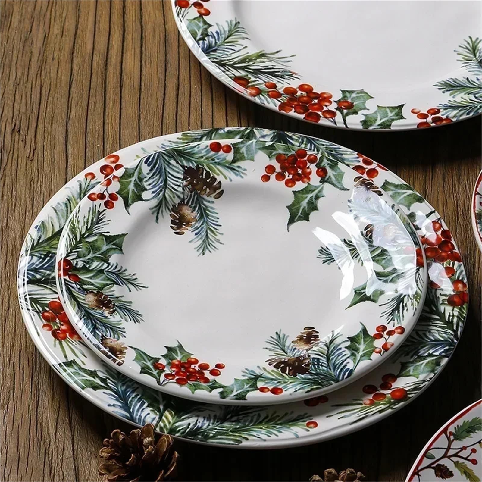 Plato llano de cerámica navideño, porcelana festiva for comidas navideñas