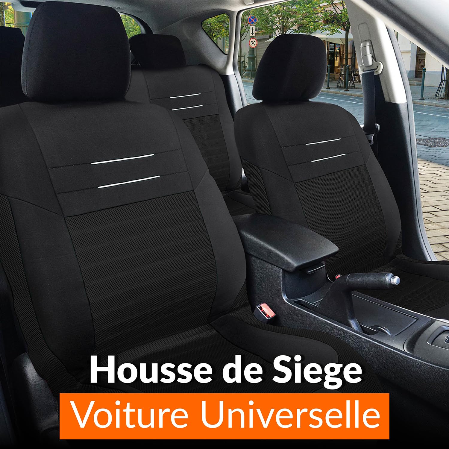 upgrade4cars Housse de Siege Voiture Universelle Noir | Pour la plupart des voitures | respirant & pratique | Été & Hiver