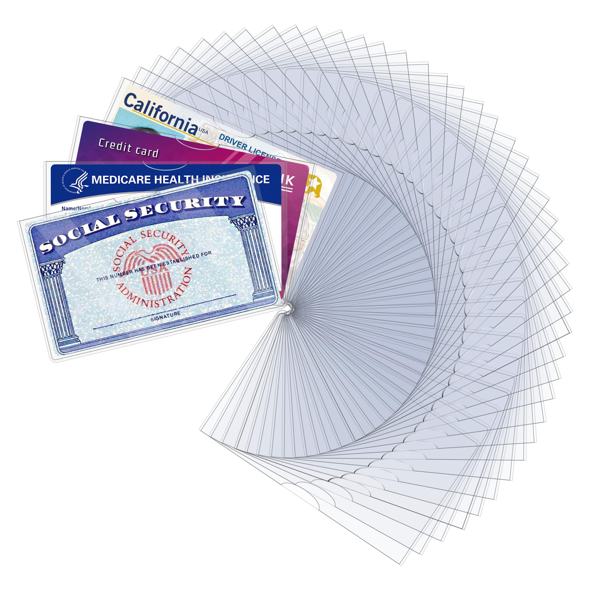 LIEMAND 60 Pack Social Security Card Protector Sleeves, Ultra Clear &amp; Durable 31Mil Waterproof SSN/New Medicare/Credit Card Holder, Soft ID/Debit/Credit/Index Card Storage Sleeves