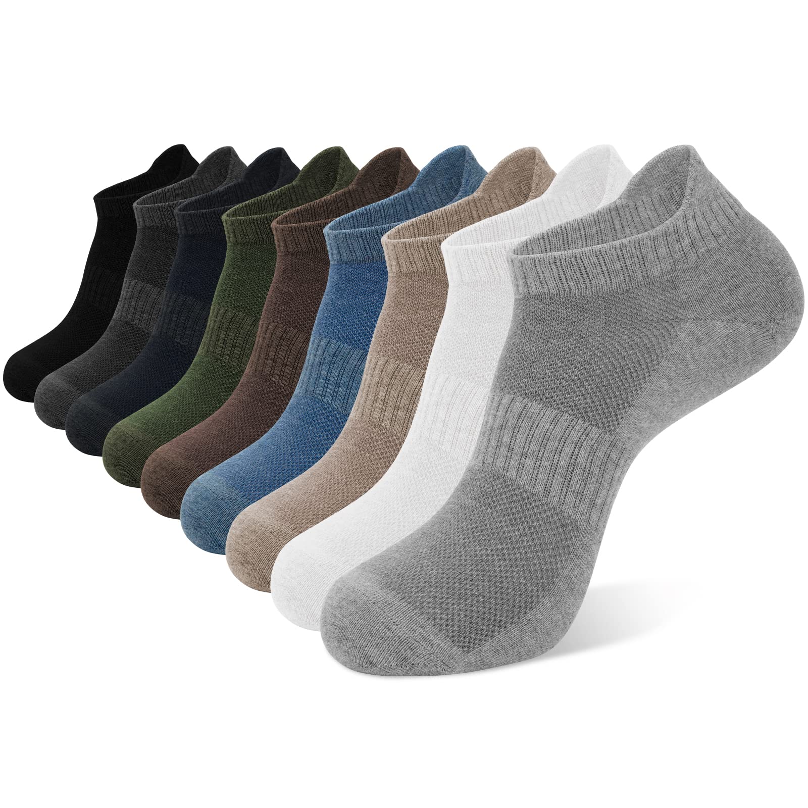 Chalier ApparelMens No Show Socks, Breathable Workout & Casual Ankle Socks, Athletic Low Cut Socks for Men