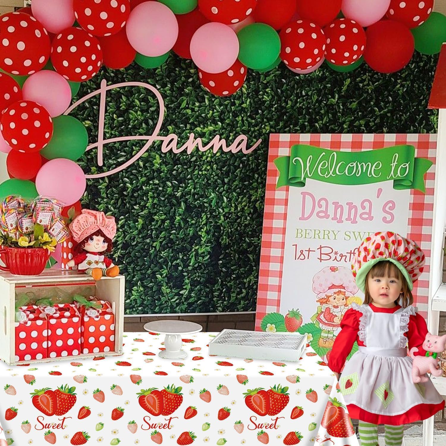 4 Paquets Nappe De Fête Aux Fraises Nappe à La Fraise Nappe D'anniversaire Sweet One Décor De Fête En Plastique Sur Le Thème Des Fraises Fournitures De Fête Pour Les Fruits D'été