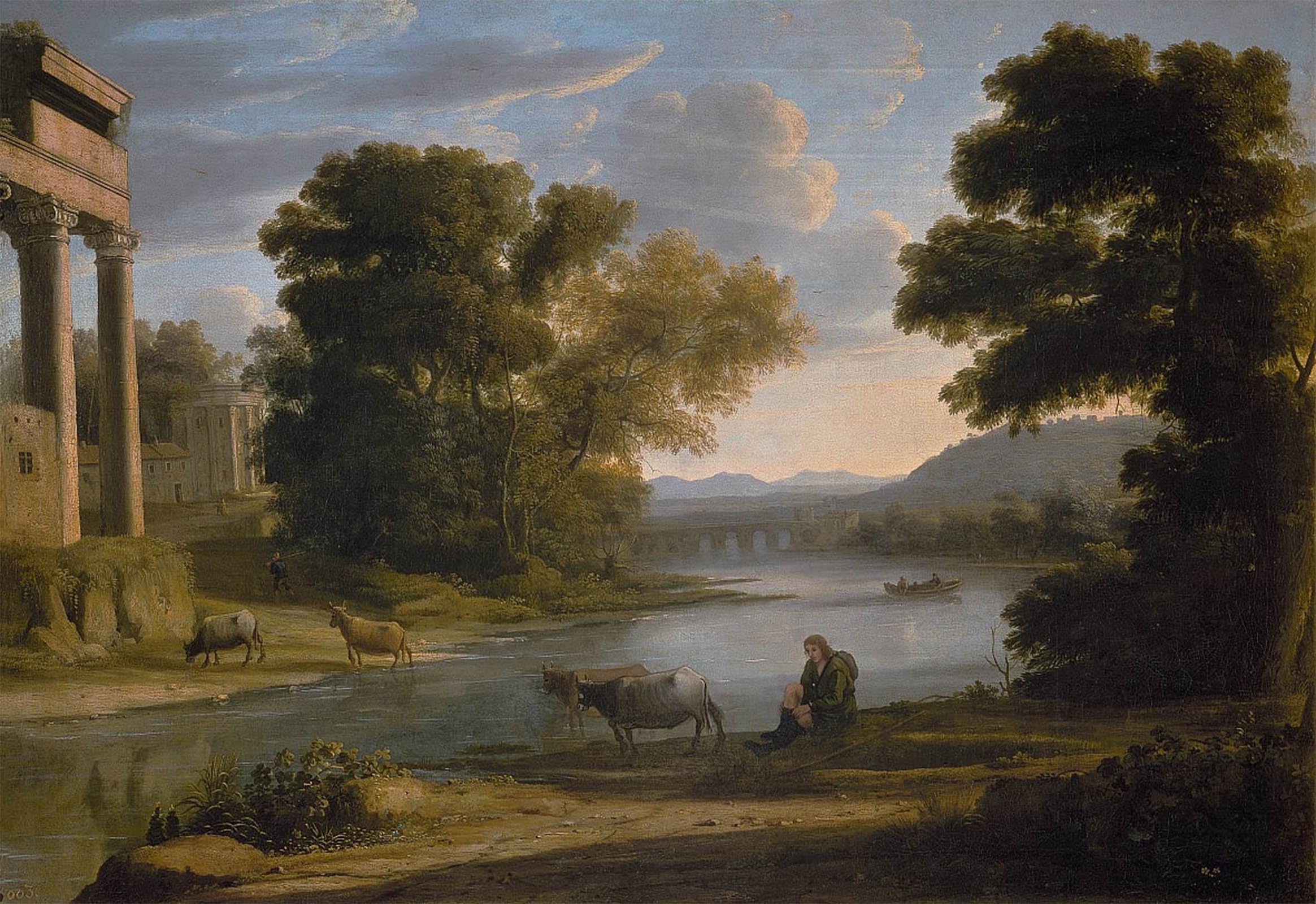 Cuadro en lienzo El Vado ideal para decorar el salón con arte clásico de Claude Lorrain en 60x90cm 5