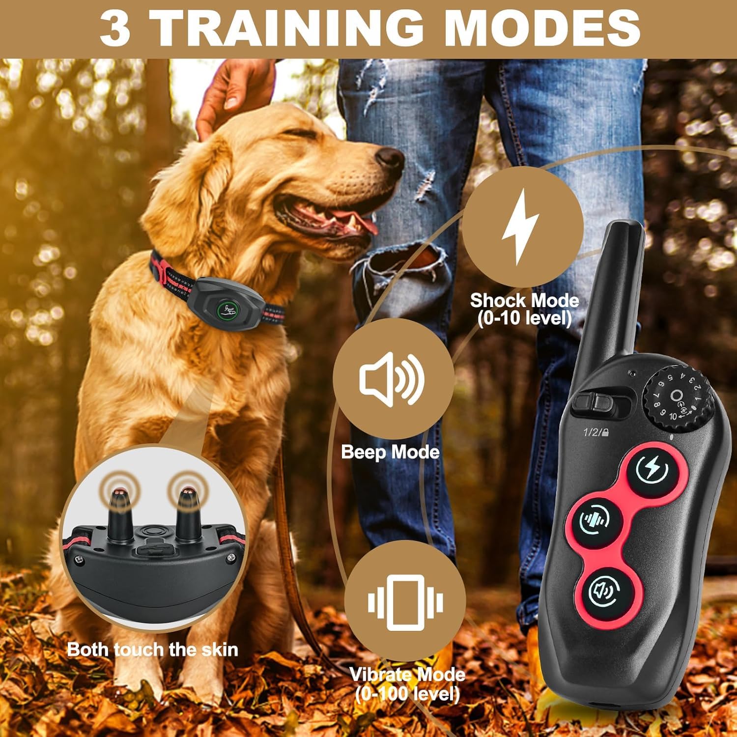 Dog bark Collar,2 in 1 Bark Collar with Remote Range 1300ft, Dog Training Collar,bark Collar,3 Training Modes, Beep, Vibration,Shock,Waterproof Electric Dog Shock Collar for Medium Large Dogs (RO)