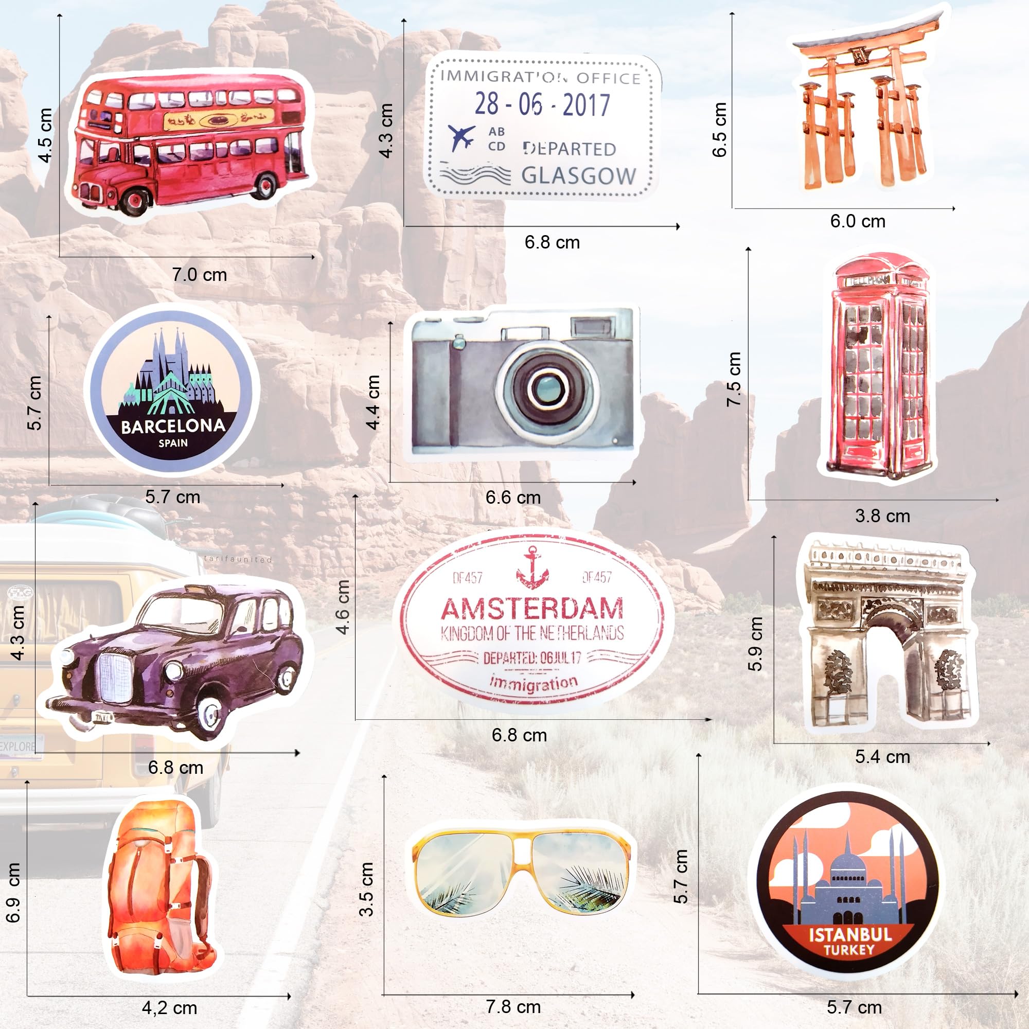 Image secondaire de Lot de Stickers Voyage Vinyle - Décoration Créative pour Passeport et Valise