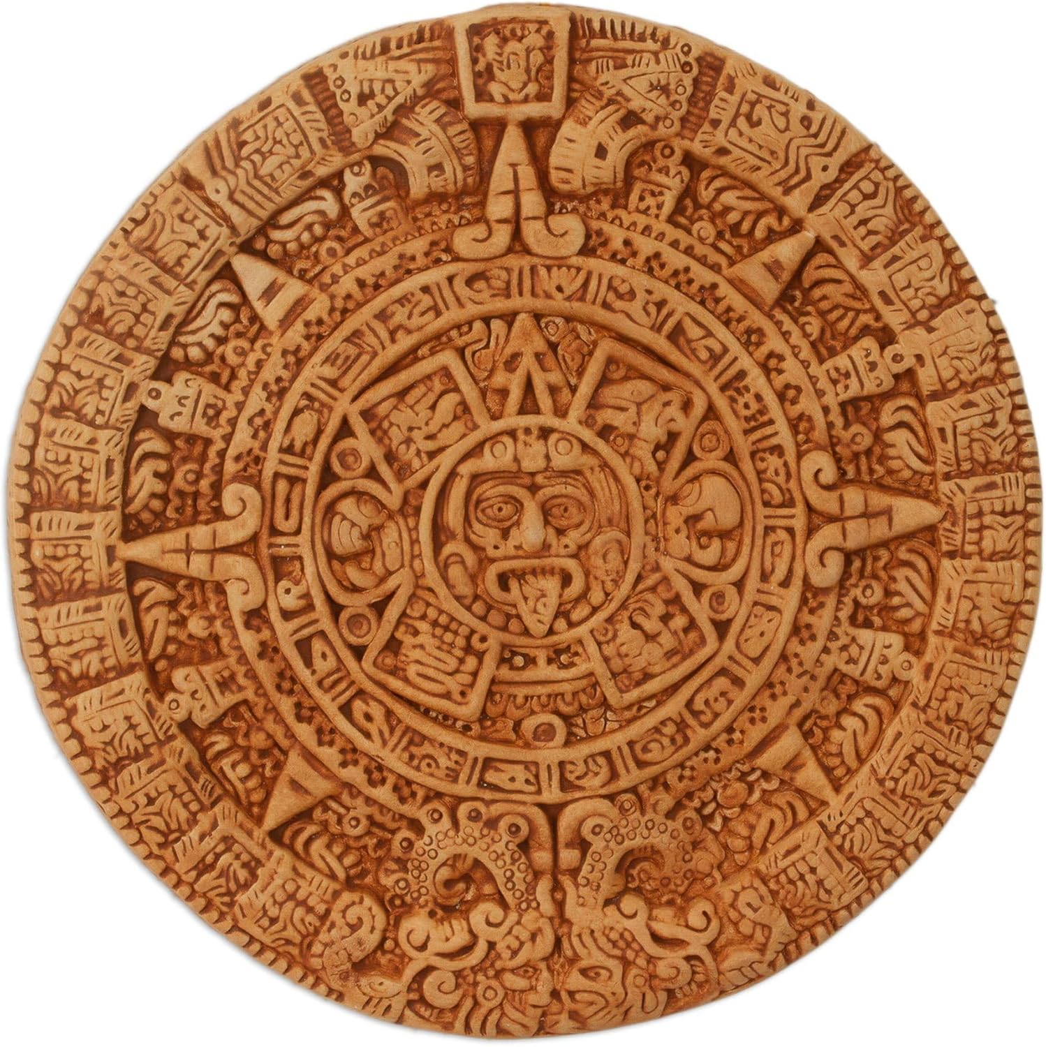 NOVICA Archaeological Advent Calendar Ceramic Decorative Plaque, Brown 'Aztec Calendar in Tan'