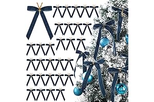 Riceshoot Blue Velvet Bows for Christmas Tree
