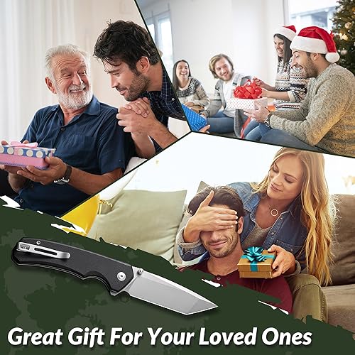 Miniatura 6 de CIVIVI Brazen - Cuchillo plegable, cuchillo de bolsillo con bloqueo de botón con hoja sueca 14C28N Tanto de 3.46 pulgadas, mango G10 de ultra