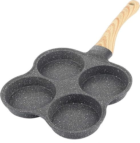 Sartén para tortilla, ergonómica con revestimiento de piedra Maifan de 4 agujeros, cocina multiusos para el hogar