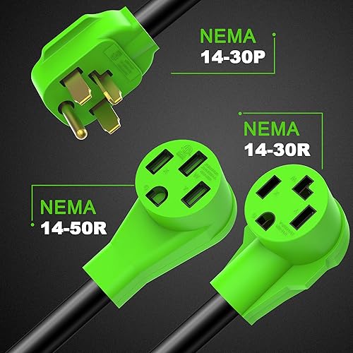 Miniatura 3 de NEMA 14-30P a 14-30R14-50R Divisor adaptador Y para secadora, cable adaptador de enchufe de salida de secadora de 4 puntas, 250 voltios, 10 AWG STW,
