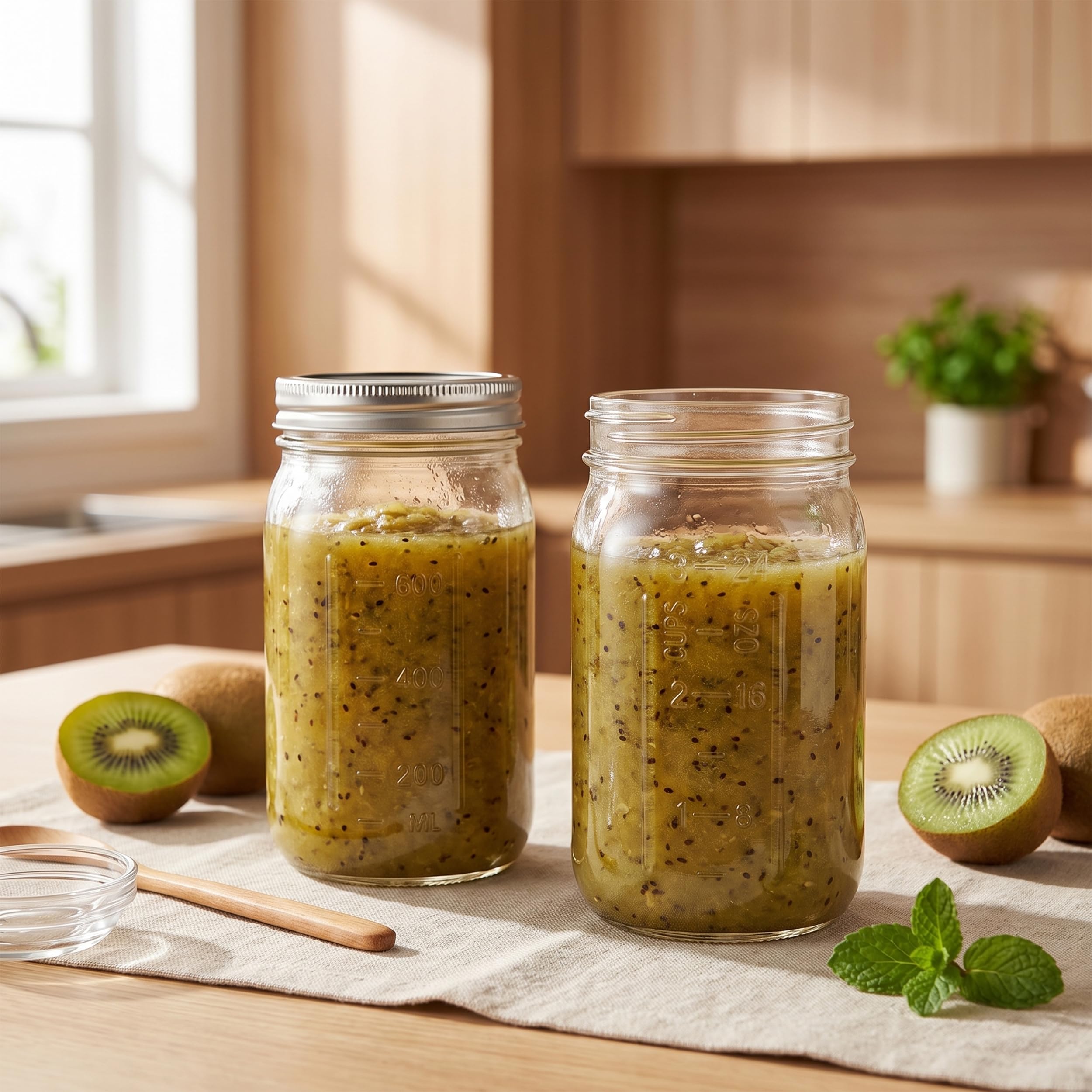 CycleMore Confezione da 850 ml di barattoli in vetro con coperchi separabili argentati, barattoli a bocca larga per gelatine, marmellate, con aspetto curvo