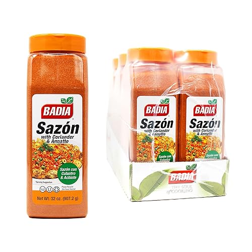Badia Sazon with Cilander & Annatto, Mezcla de especias latinas multiusos 32 oz (paquete de 6)