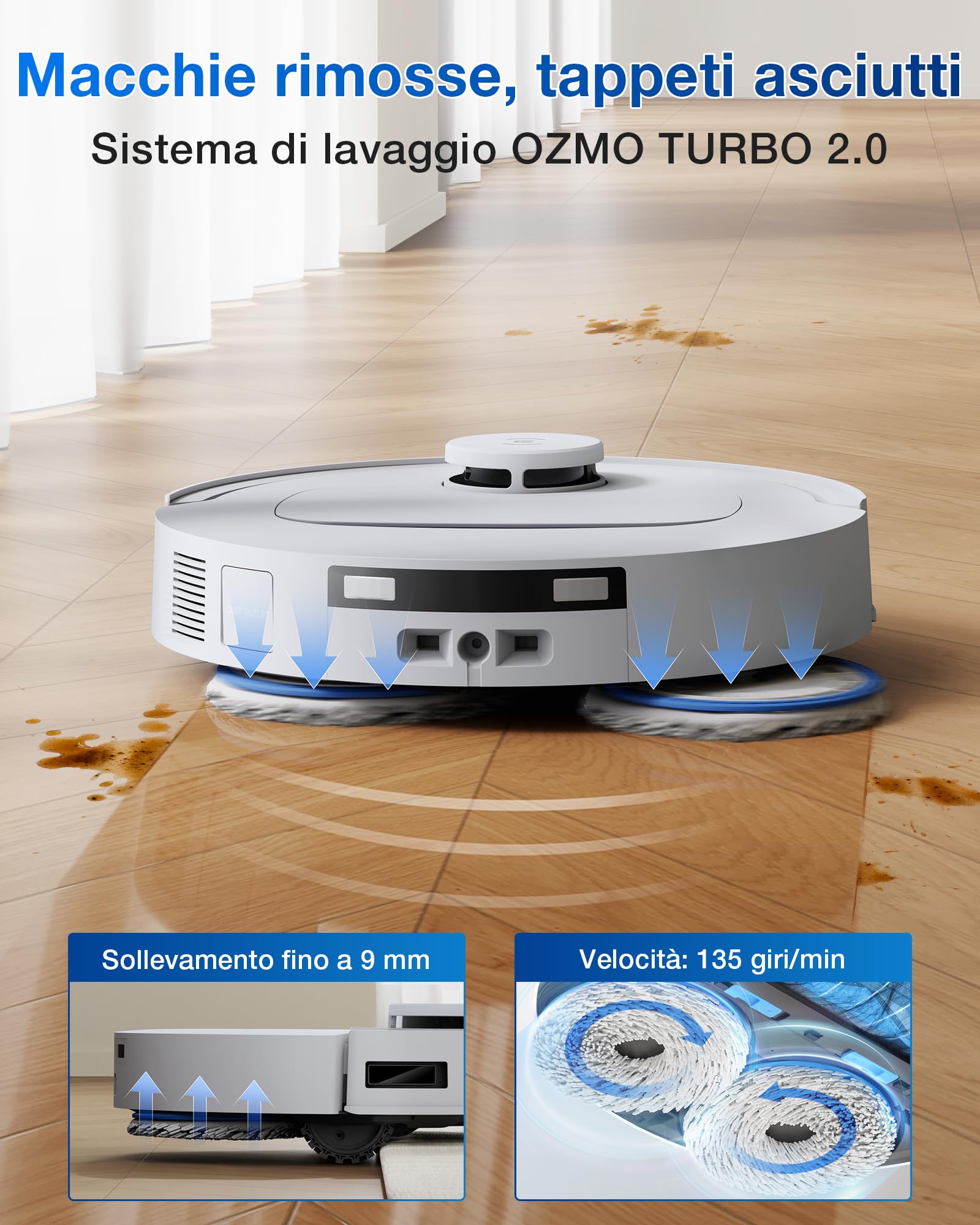 ECOVACS DEEBOT T30C OMNI Robot Aspirapolvere Lavapavimenti, 20000 Pa, ZeroTangle 3.0, Tecnologia TruEdge 2.0, Sistema di Lavaggio OZMO TURBO 2.0, Stazione All-in-one Migliorata, Bianco