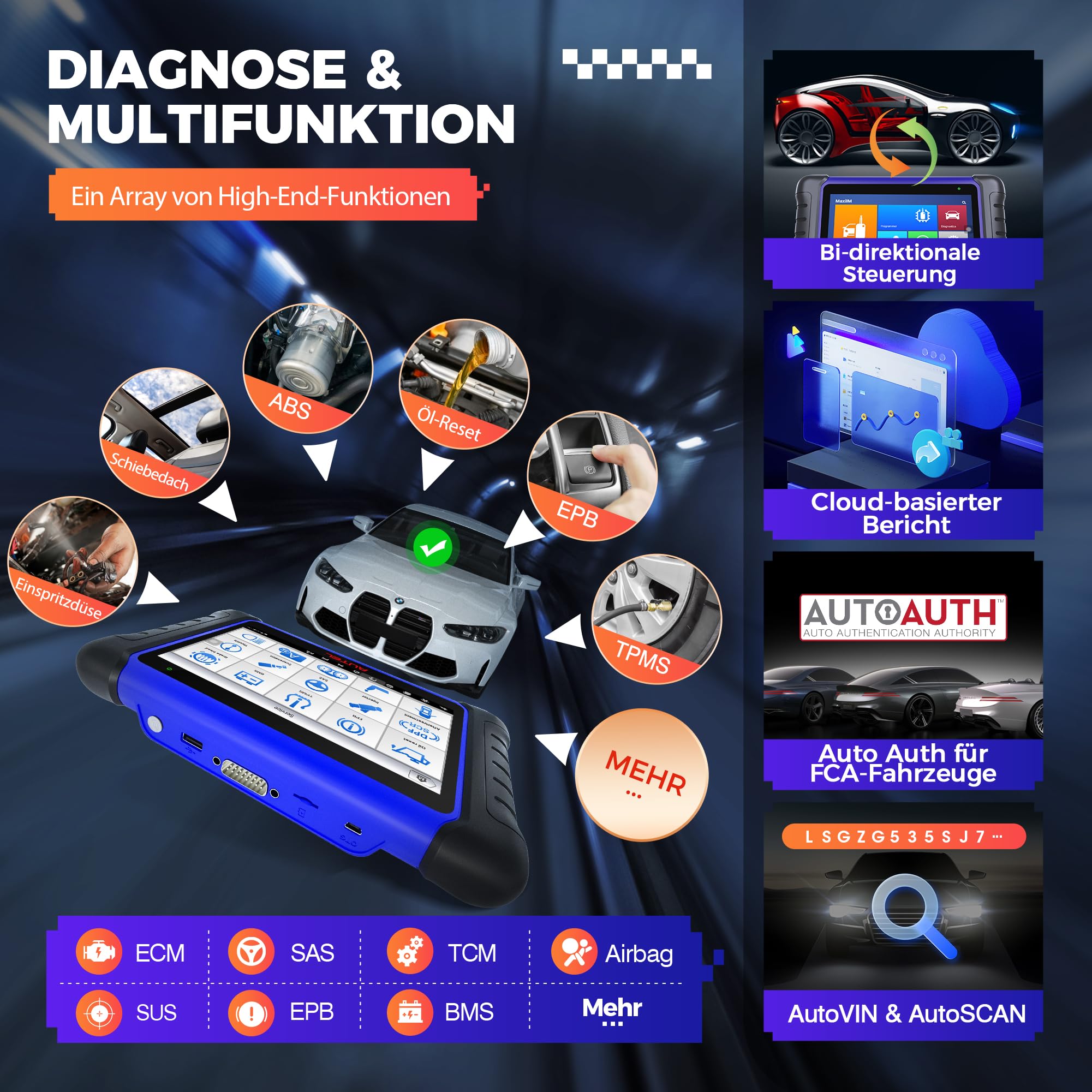 Autel MaxiIM IM508S Scanner [2 Jahres Update] Schlüssel Programmierwerkzeug mit XP200 Programmierer, Bidirektional Kontroll Auto Diagnosegerät, IMMO-Funktionen, 40+ Dienste, Alle Systemdiagnose
