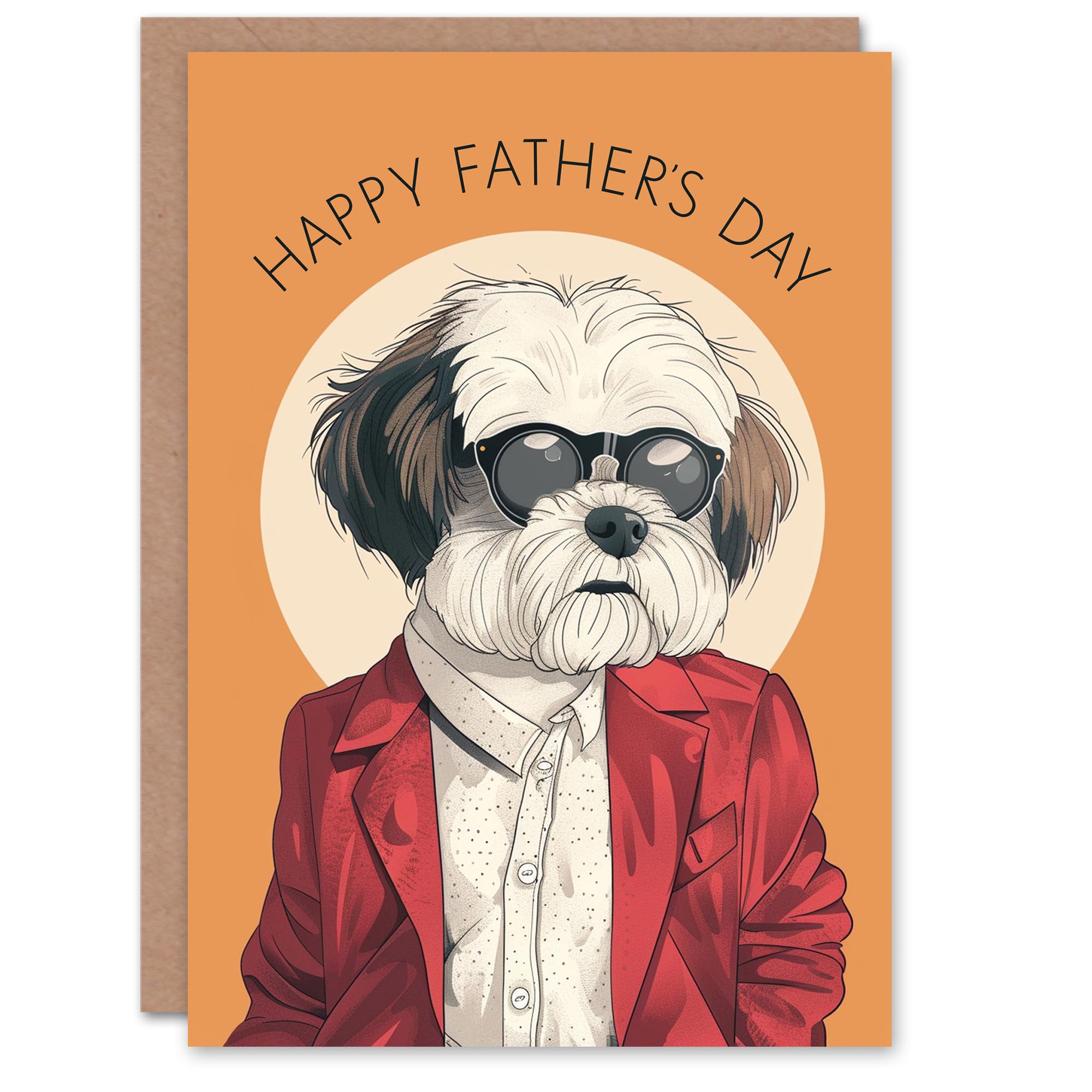 Artery8 Men's Father's Day Card Shih Tzu Lhasa Apso Dog Lover Orange