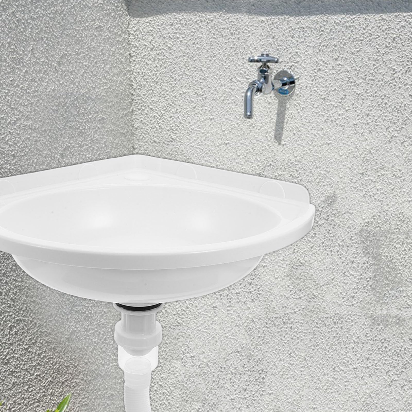 Uonlytech Lavandino angolare: Lavandino da bagno a parete angolare triangolare per bagni piccoli - Mobiletto sospeso per bagni compatti e aree di servizio