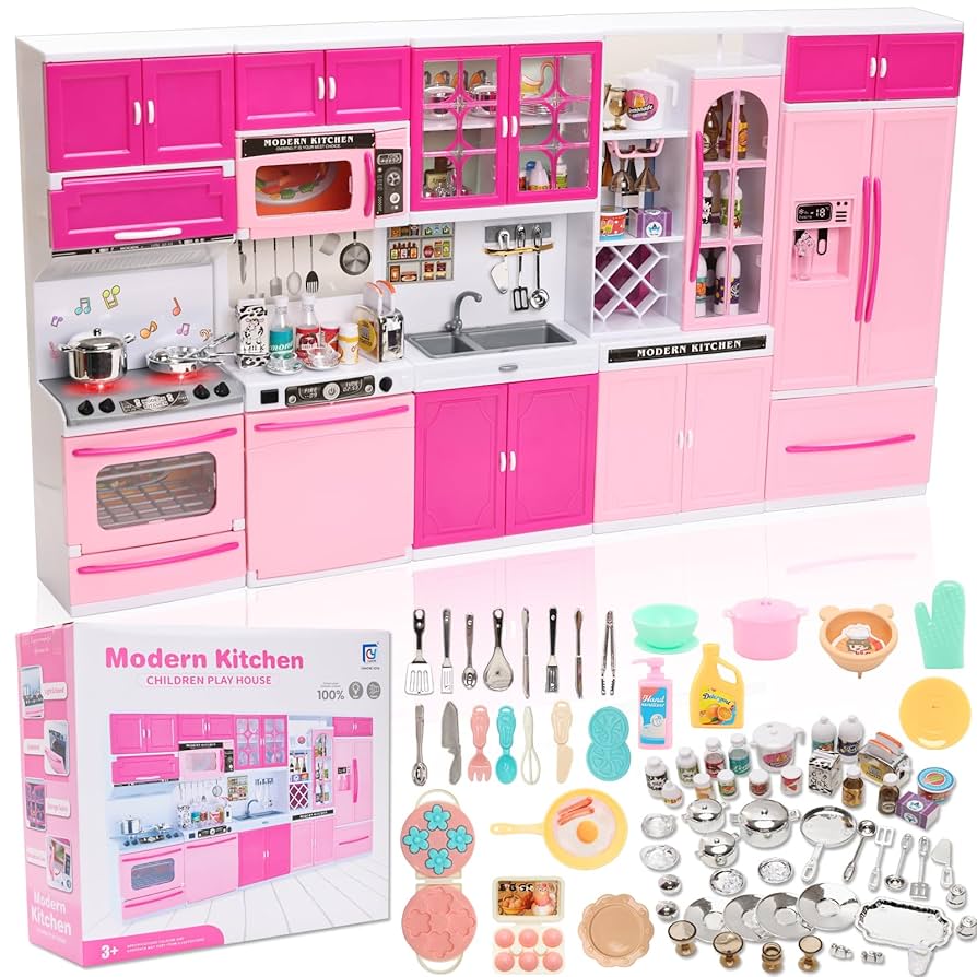 その他 MODERN KITCHEN CHILDREN PLAY HOUSE 91 Pcs Doll Kitchen Playset for Kids, My Modern Mini 5-in-1