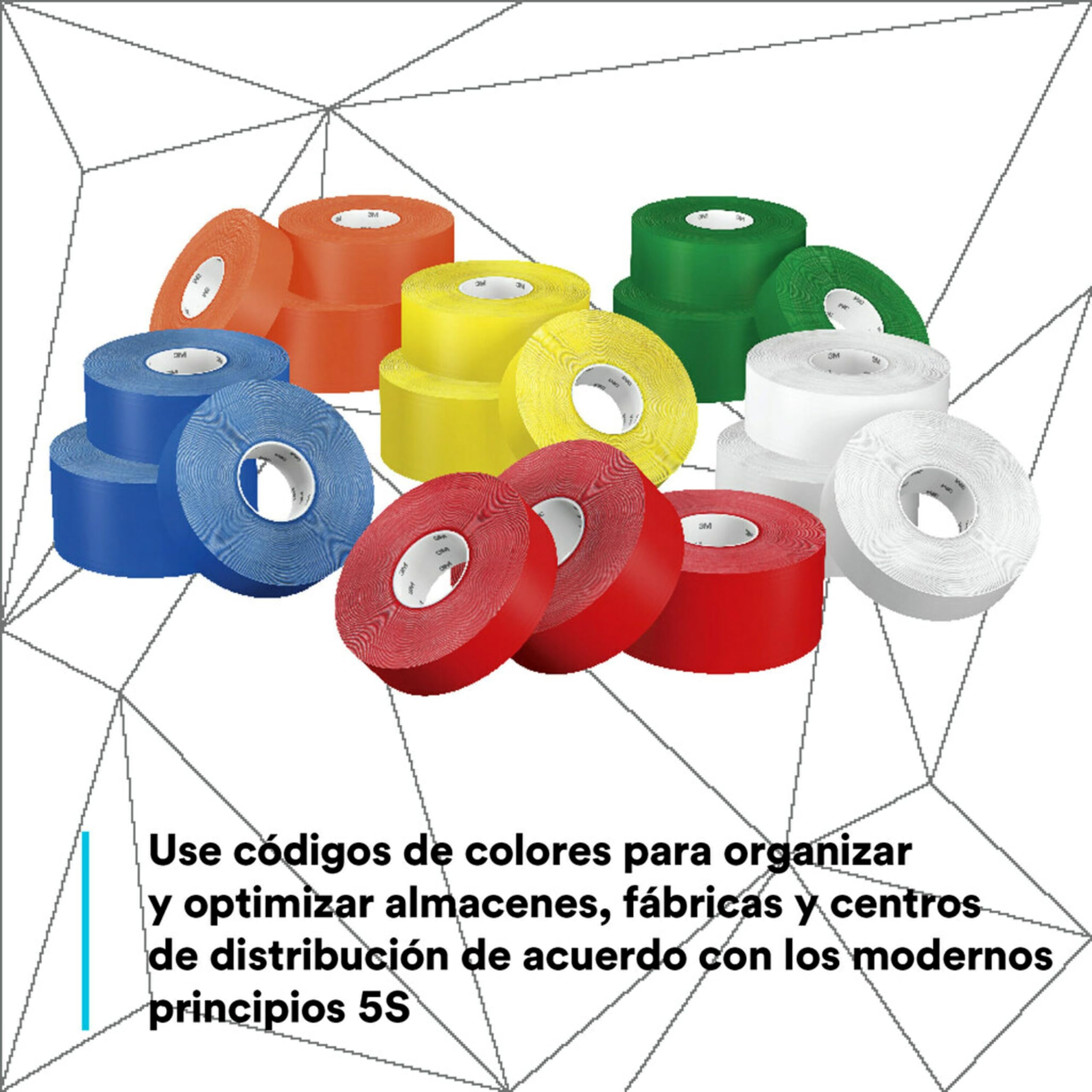 3M Cinta Duradera para Marcar Pisos 971, Amarillo, 50.8 mm x 33 m, 0.43 mm, envueltas individualmente y convenientemente empaquetadas