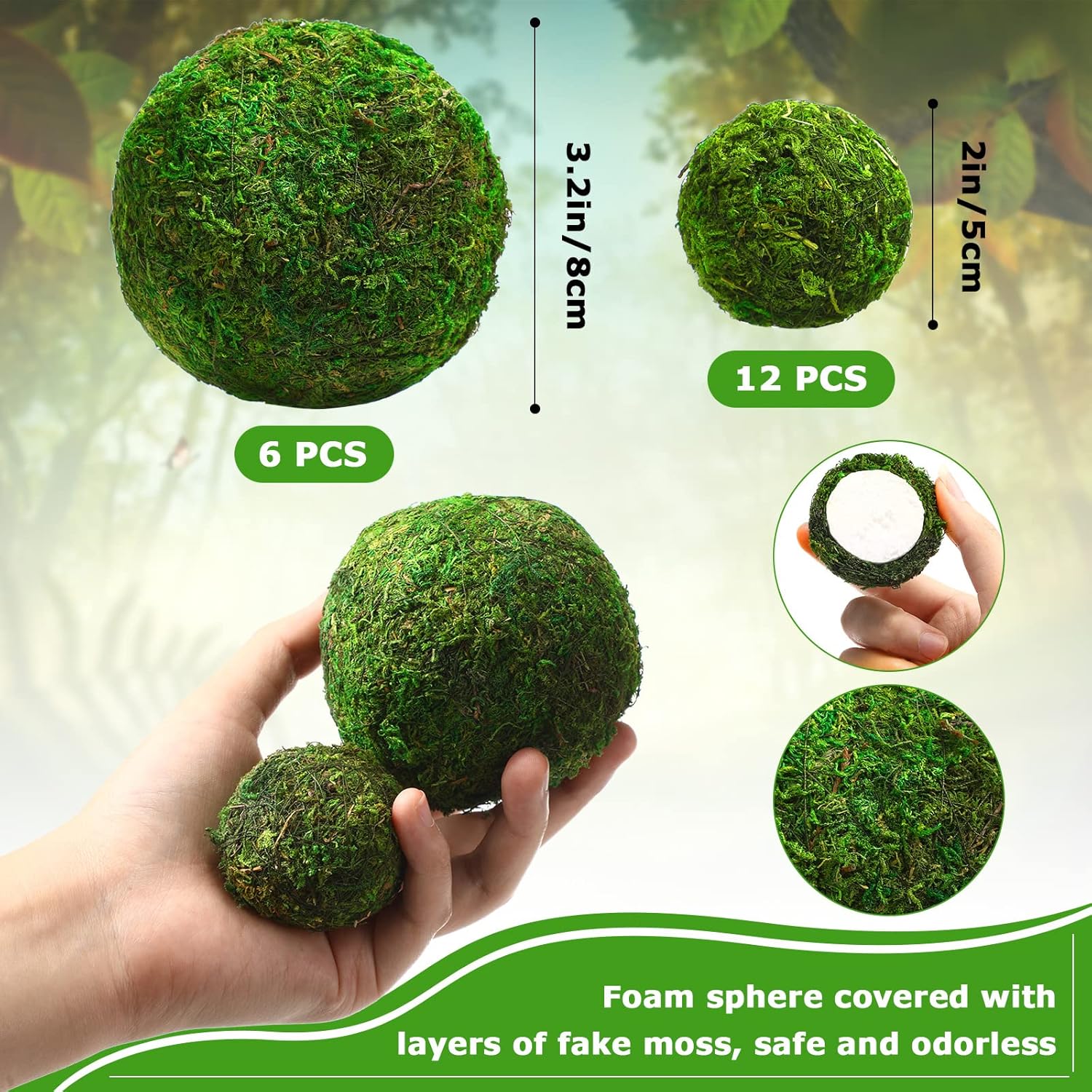 Yunsailing 36 Pcs Moss Decorative Balls for Centerpiece Bowls and Rattan Wicker Balls Handmade Orbs Spherical Assorted Vase Filler Tabletop Decor for Garden Wedding Party (Rustic, Classic Colors)