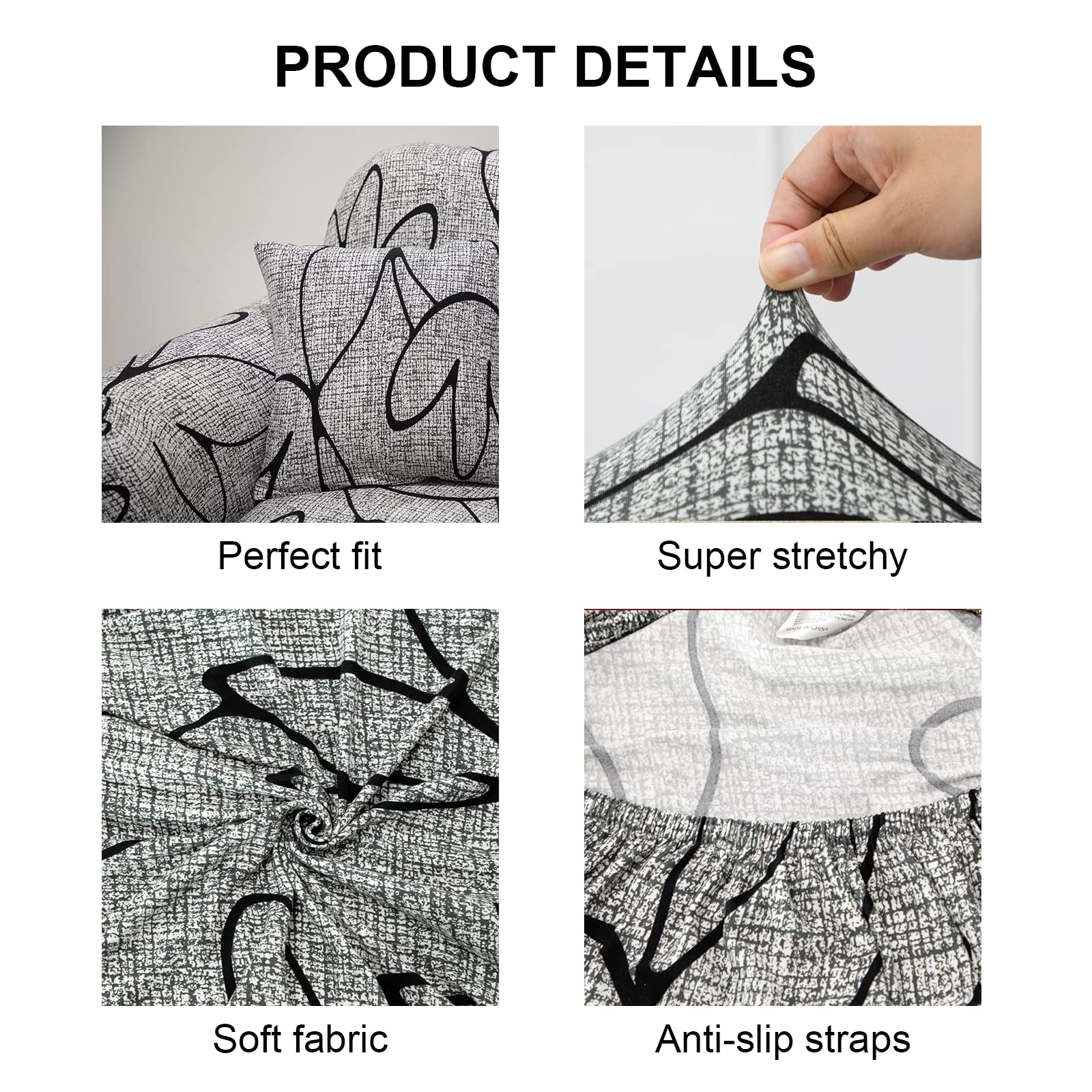 Jaotto Federe Confezione da 2 Federe Cuscini Divano Decorativi Fodere Quadrati Spandex 45x45cm Cuscino Copricuscini per Soggiorno Camera da Letto Casa(Stile Grigio,Set di 2)