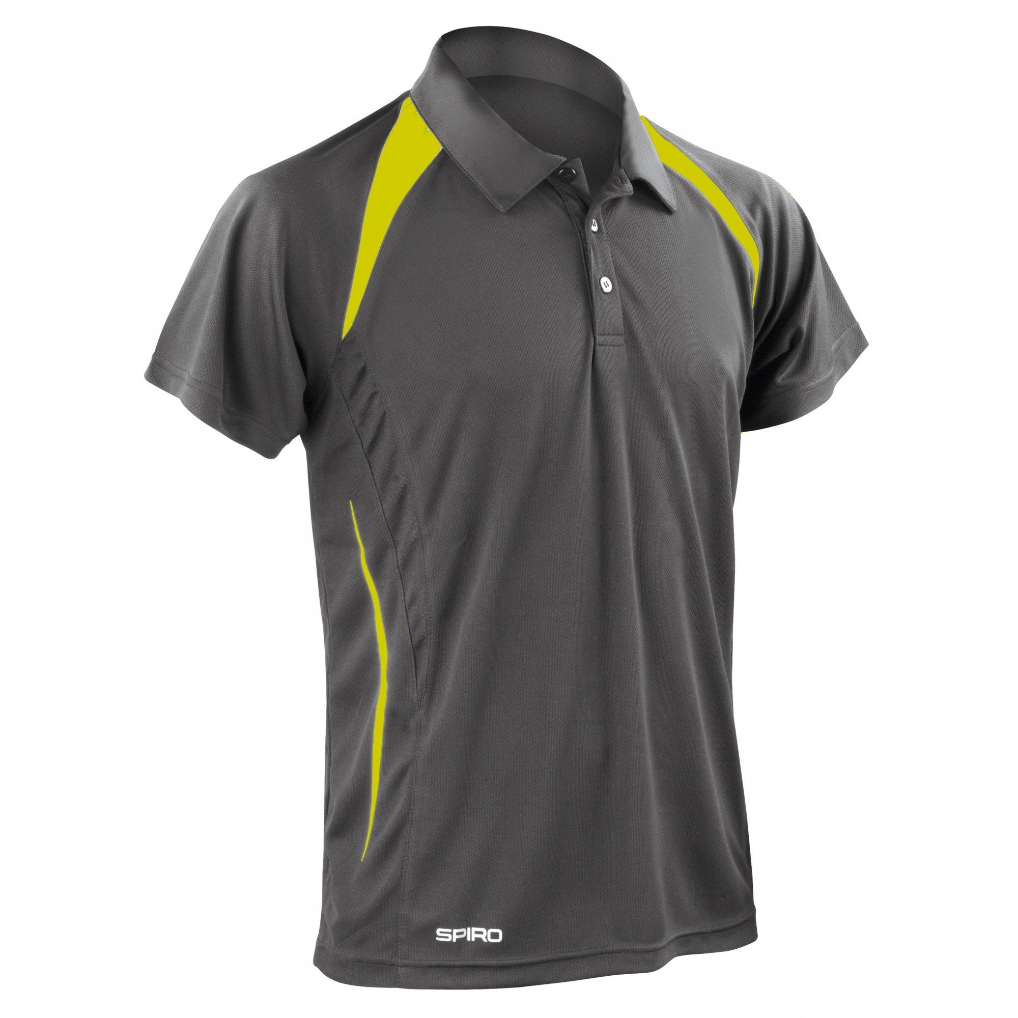 Spiro Mens Sports Team Spirit Performance Polo Shirt (XL) (Grey/Lime)