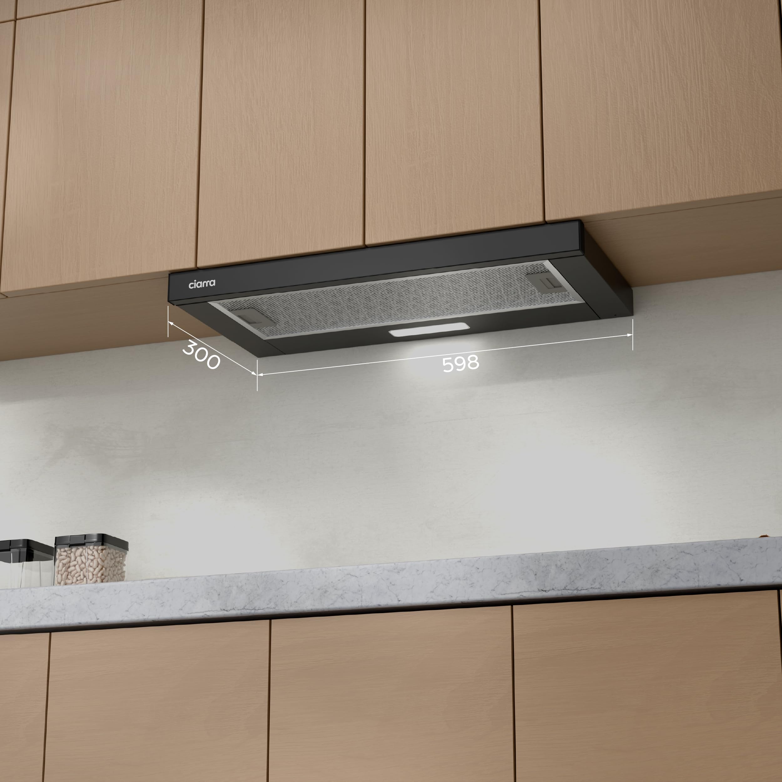CIARRA CBCB6906D A++ Dunstabzugshaube 60 cm Flachschirmhaube 391 m³/h Umluft Abluft leise LED-Beleuchtung Schwarz