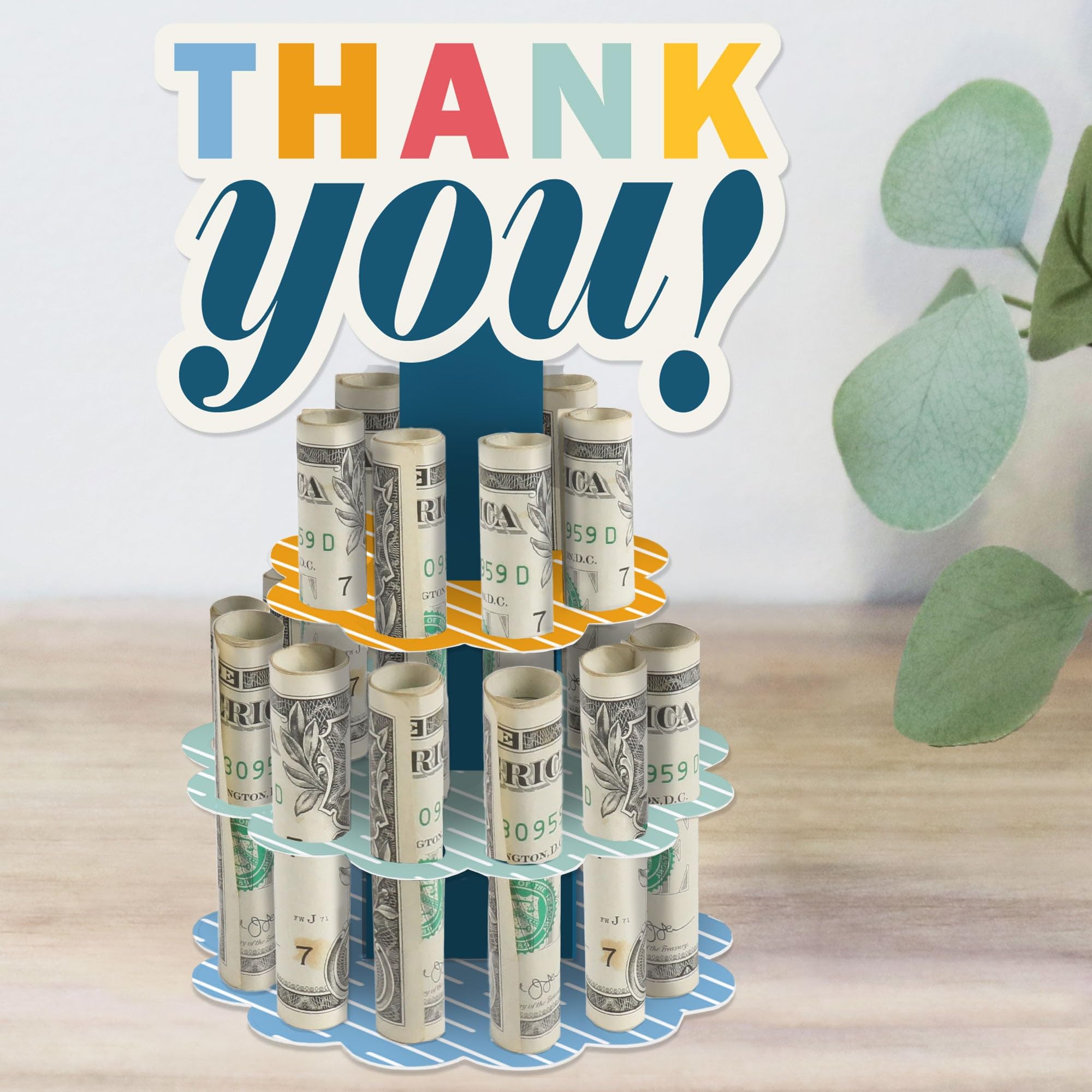 Big Dot of Happiness Thank You So Very Much - DIY Gratitude Money Holder Gift - Cash Cake