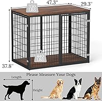 Vista 2 de Mueble de jaula para perros de 48" para perros medianos y grandes, perrera grande indestructible para interiores con 3 puertas, mesa auxiliar