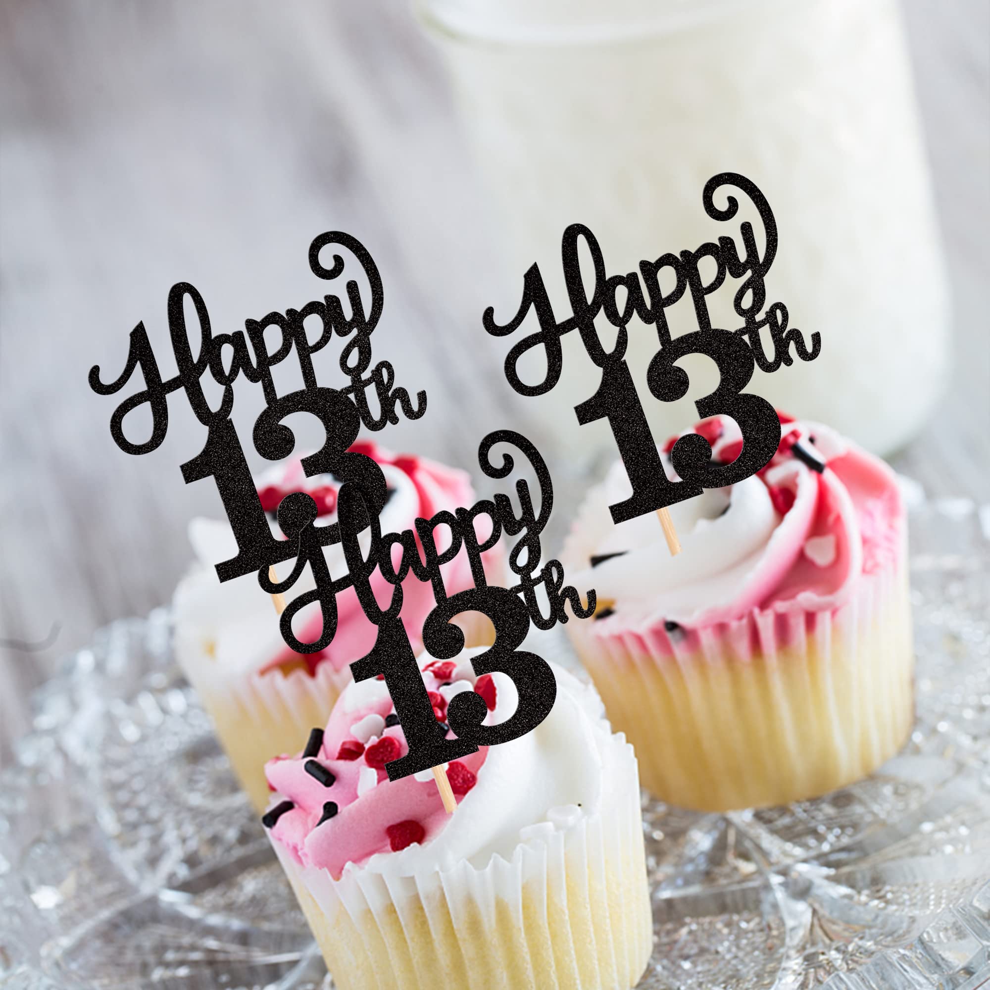 Rsstarxi Confezione da 30 topper per cupcake glitterati per 13