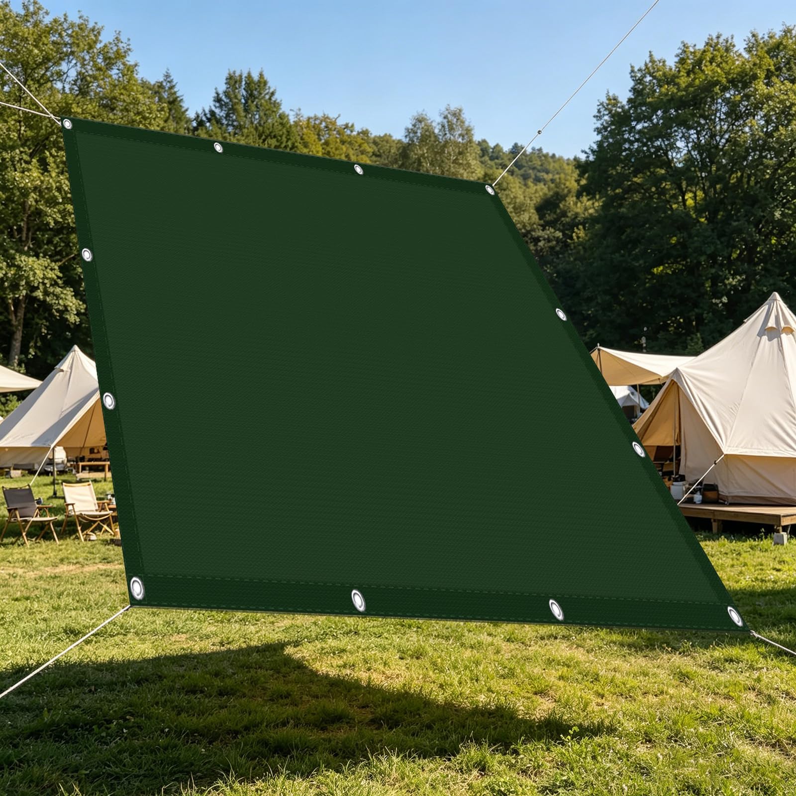 Voile d'ombrage extérieur vert foncé toile ombrage terrasse jardin avec cordons