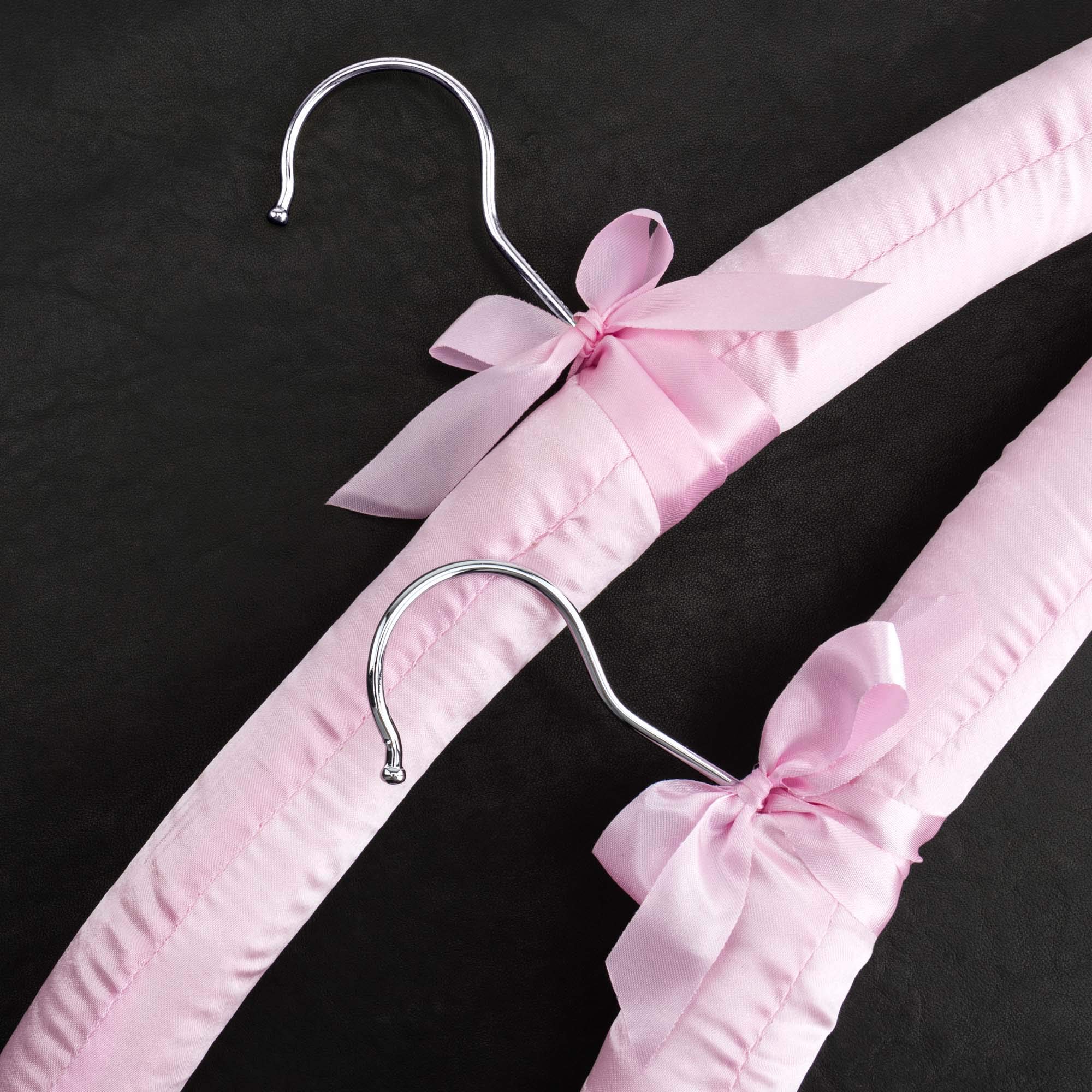 Hangerworld 5 Grucce Imbottite 43cm in Satin Rosa per Abiti Delicati in Lana Giacche e Cappotti