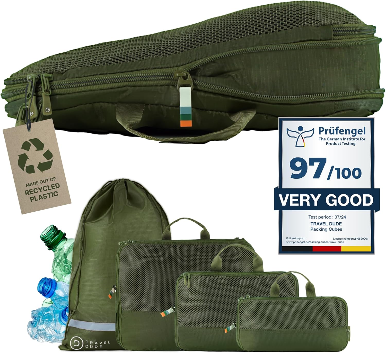 TRAVEL DUDE Compression Packing Cubes – Packing Cubes Compression Set for Suitcases, Backpacks & Travel – Lightweight, Compressible Travel Organisers for Luggage (4 pieces, Forrest Green)
