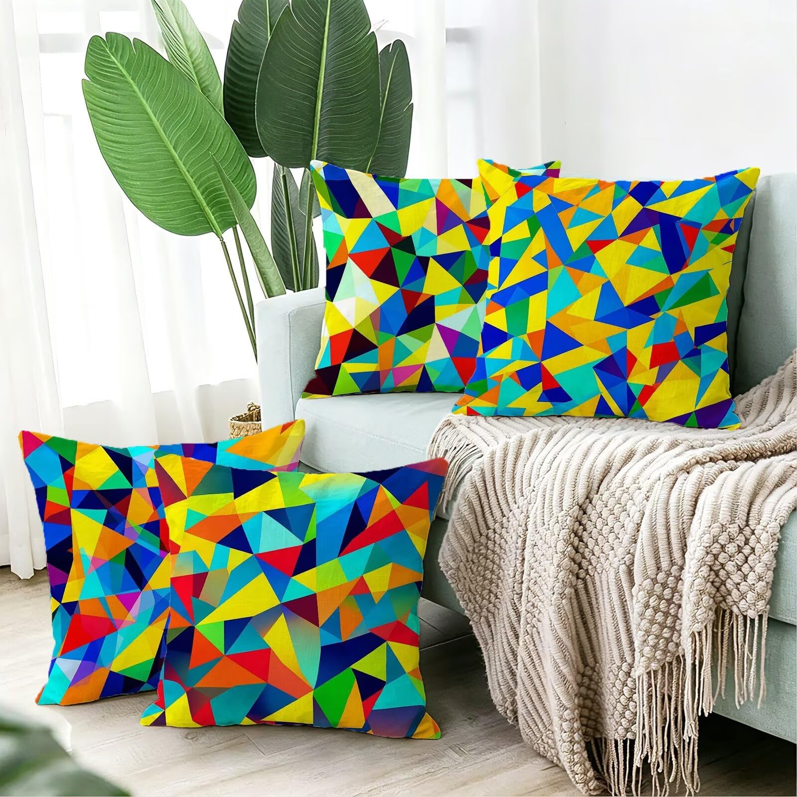 Cojines Exterior Vistoso Funda Almohada 45x45cm Juego de 4, Cod-419