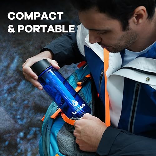 Miniatura 10 de Survimate Botella de agua filtrada de 5 etapas de 0.01 m, material sin BPA, certificado NSFANSI 42 y 372, botella de filtro de agua portátil para