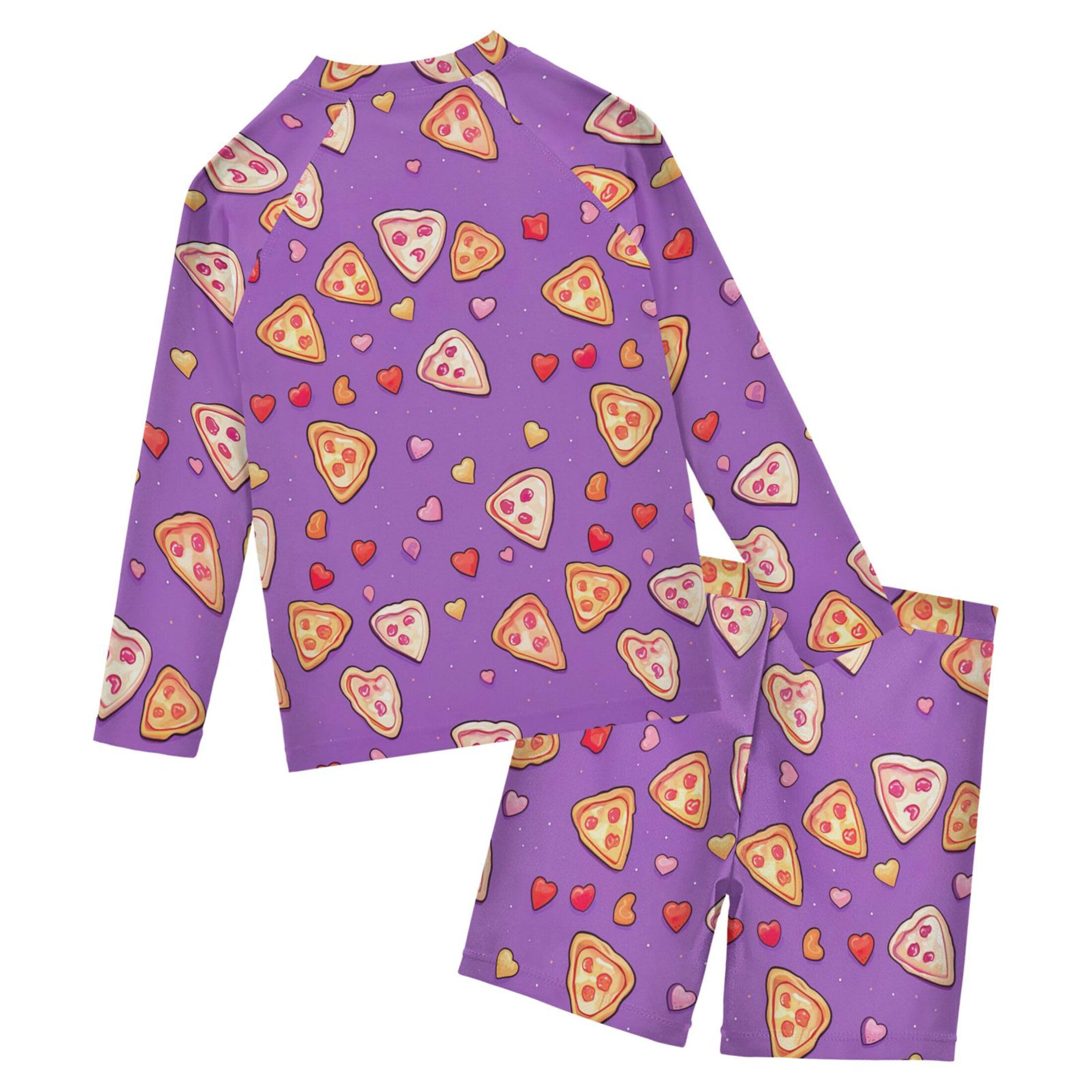 Pizza Food Toddler and Baby Boys' 2-Piece Swimsuit Trunk, Long Sleeve Rashguard Bathing Suit B0403753