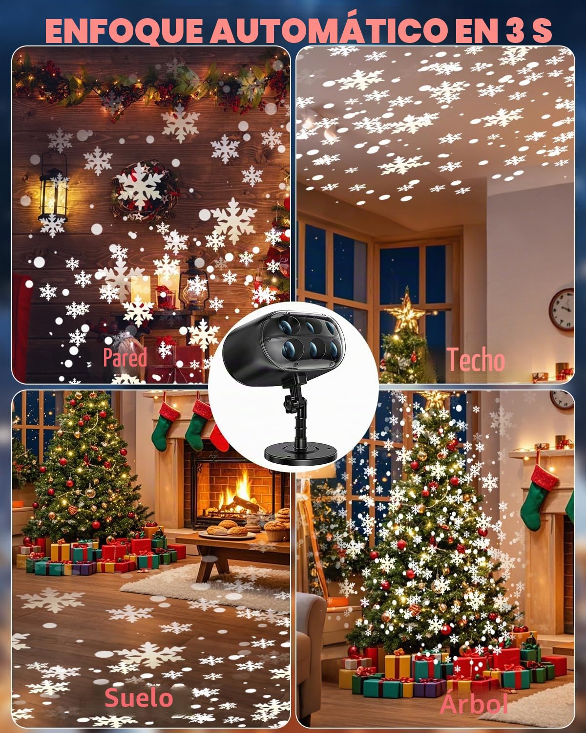 Proyector de Navidad para exteriores con mando a distancia, proyector dinámico ajustable de luz de nieve, IP65 resistente al agua, lámpara de proyección LED