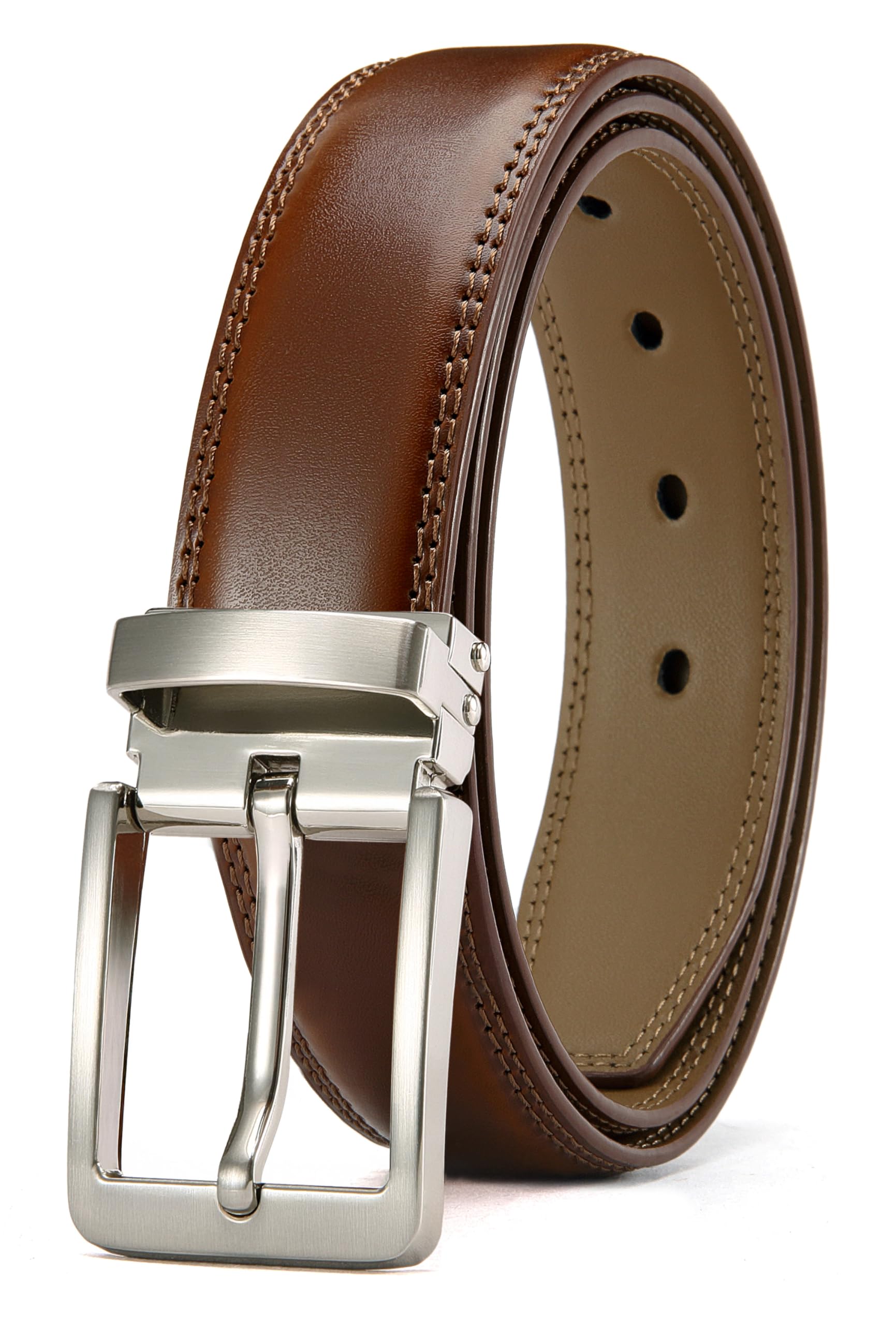 CHAOREN Leather Belt for Men - 1.25“ Detachable Men's Belts Perfect for Suits and Dress Shoes, Brown