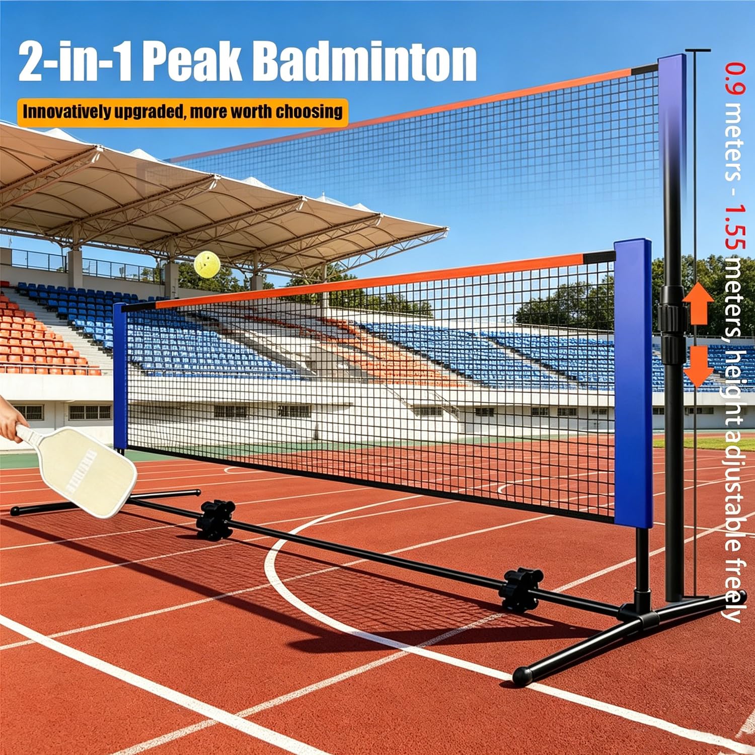 Rete Pallavolo Da Giardino,Rete Tennis Portatile,Altezza Regolabile a 5,1 M e Fornito Con Borsa Portatile,Facile Da Montare e Smontare,Adatto a Vari Ambienti,Ideale Per Tennis,Pallavolo e Altro