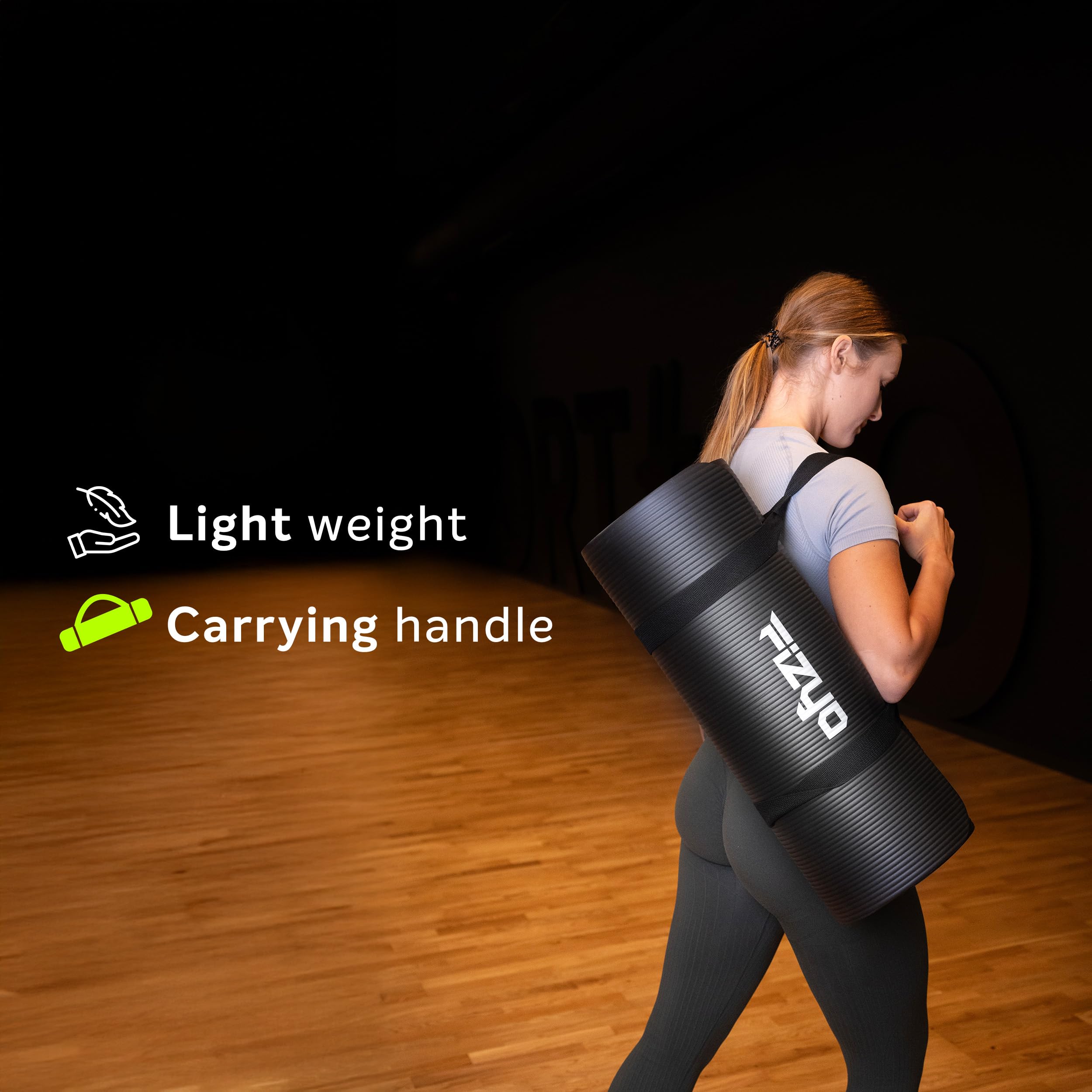 Fizyo Esterilla de Yoga Gruesa Antideslizante NBR – Colchoneta para Pilates, Gimnasio y Fitness, Caucho Sintético Resistente para Entrenamiento, Ejercicio y Relajación, 190 x 60 cm