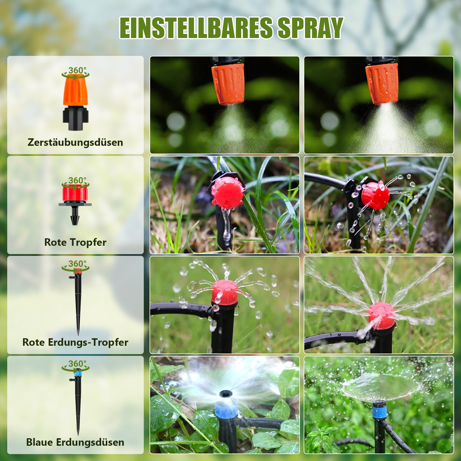 Garten BewässerungsSystem, 315Pcs Garten Bewässerung Kit,60M+15M Bewässerungsrohre, Automatik Tröpfchenbewässerung, Misting Kühlsystem für Landschaft, Flower Bed und Terrasse Pflanzen
