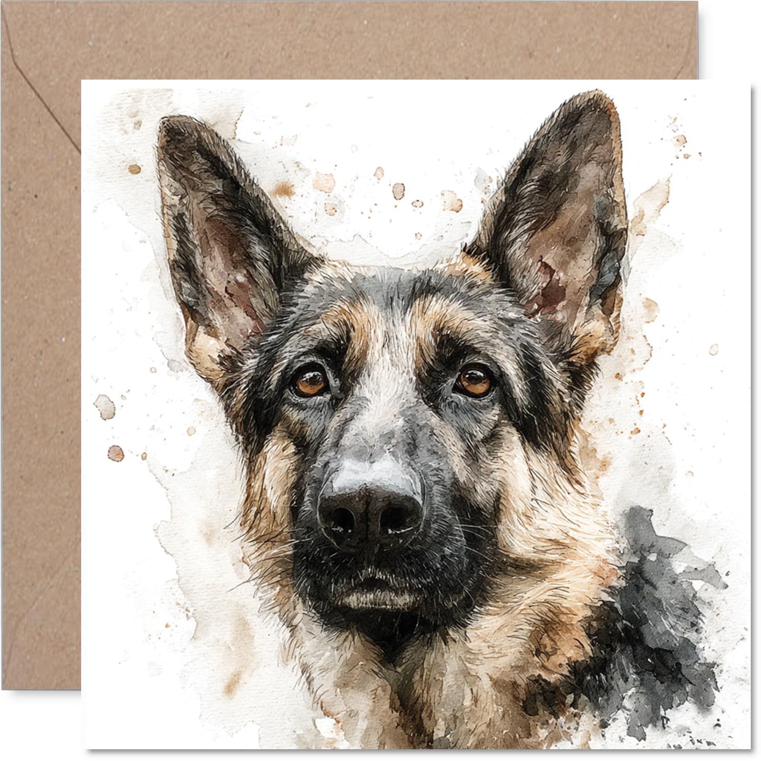 German Shepherd Birthday Card for Men Women - Dog Breeds - Happy Birthday Card for Nan Neighbour Grandad Husband, 145mm Bday Greeting Cards